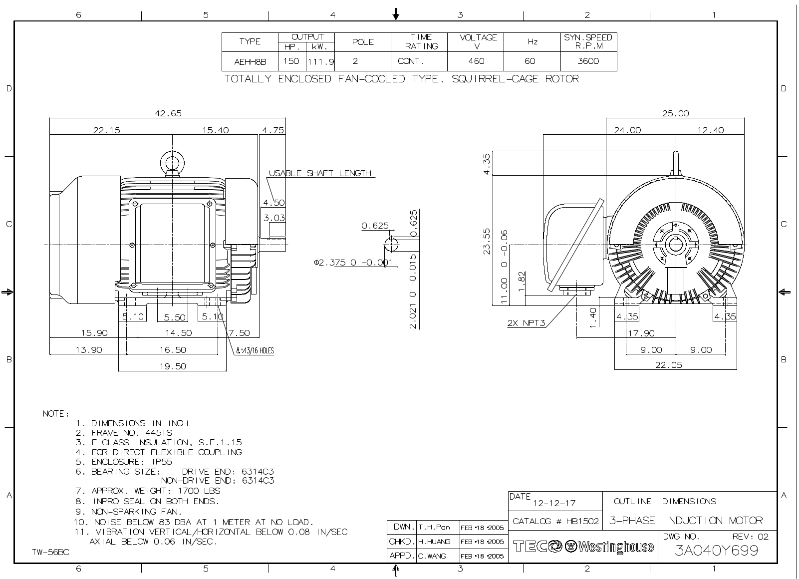 Teco HB1502 Reference Drawing