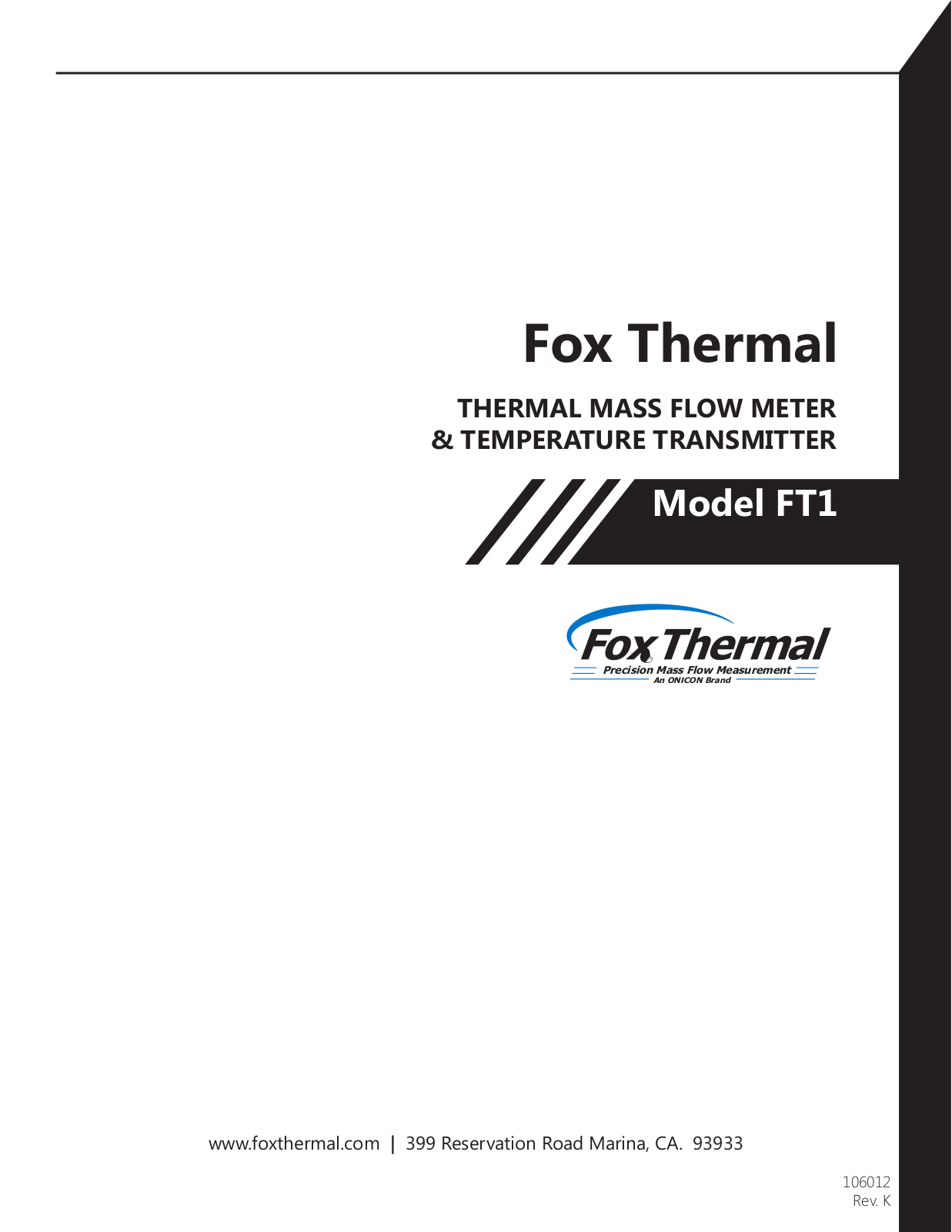 Fox Thermal Instruments FT1 Operating Manual