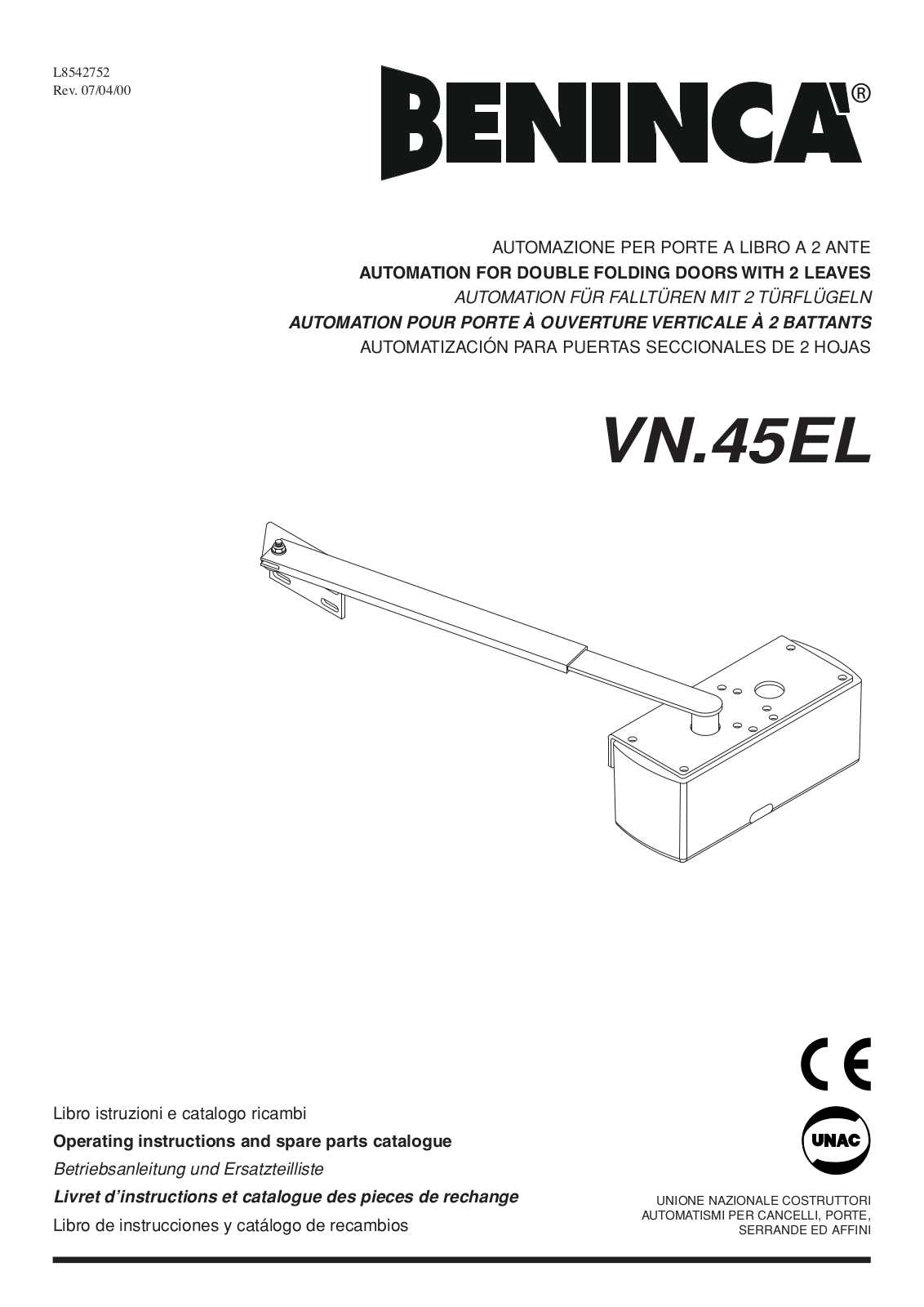 Beninca VN45EL User Manual