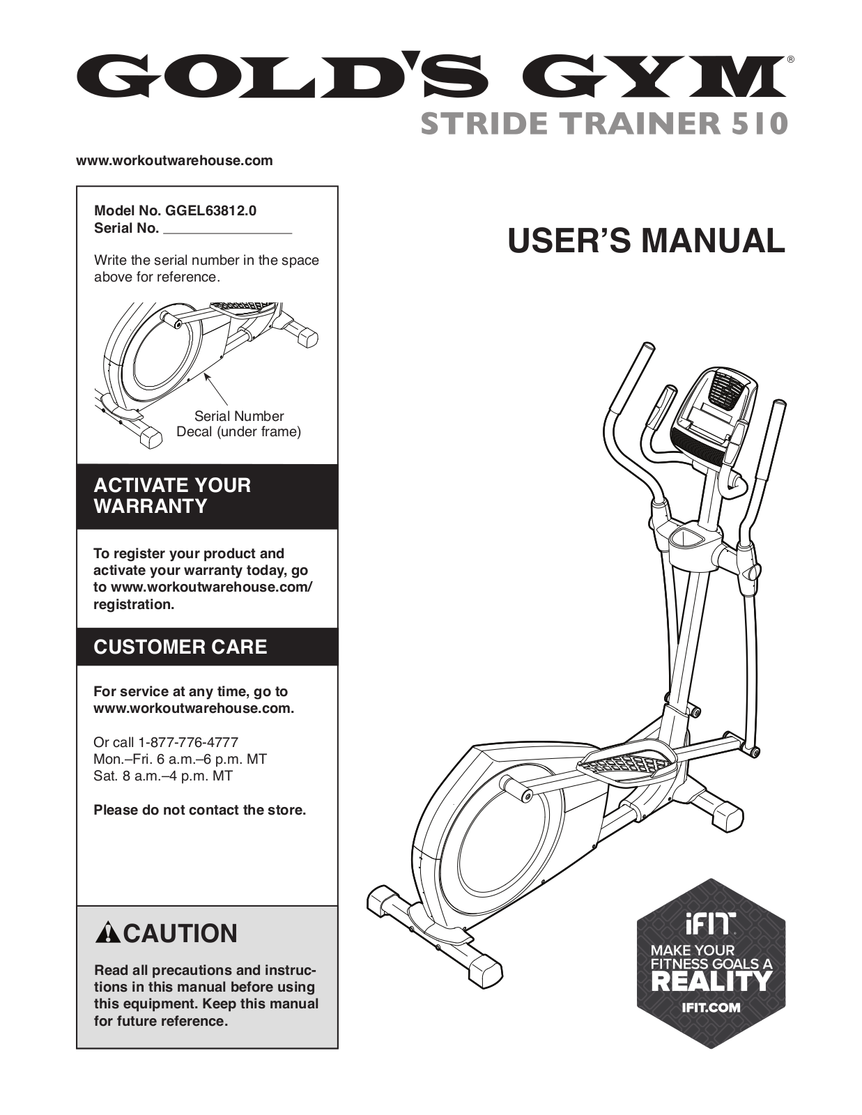 Gold's Gym GGEL638120 Owner's Manual