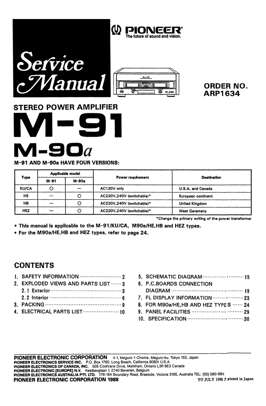 Pioneer M-90 A User Manual