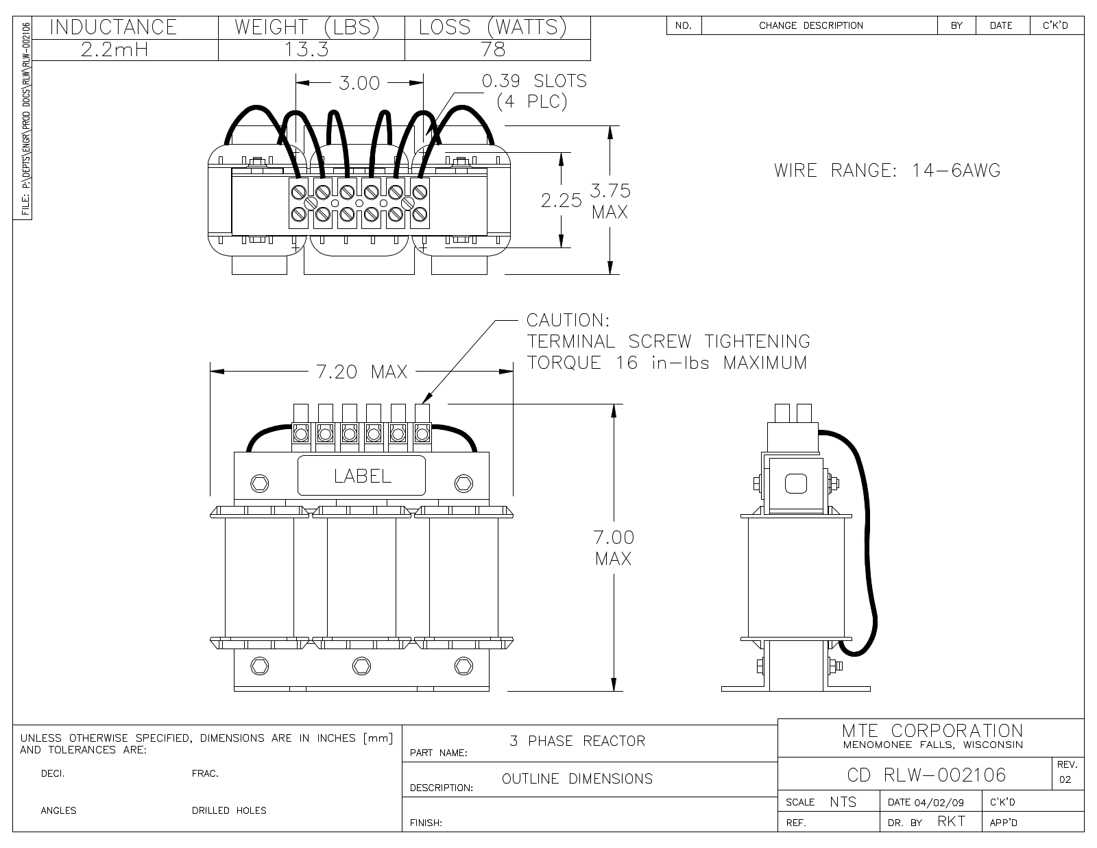 MTE RLW-002106 CAD Drawings