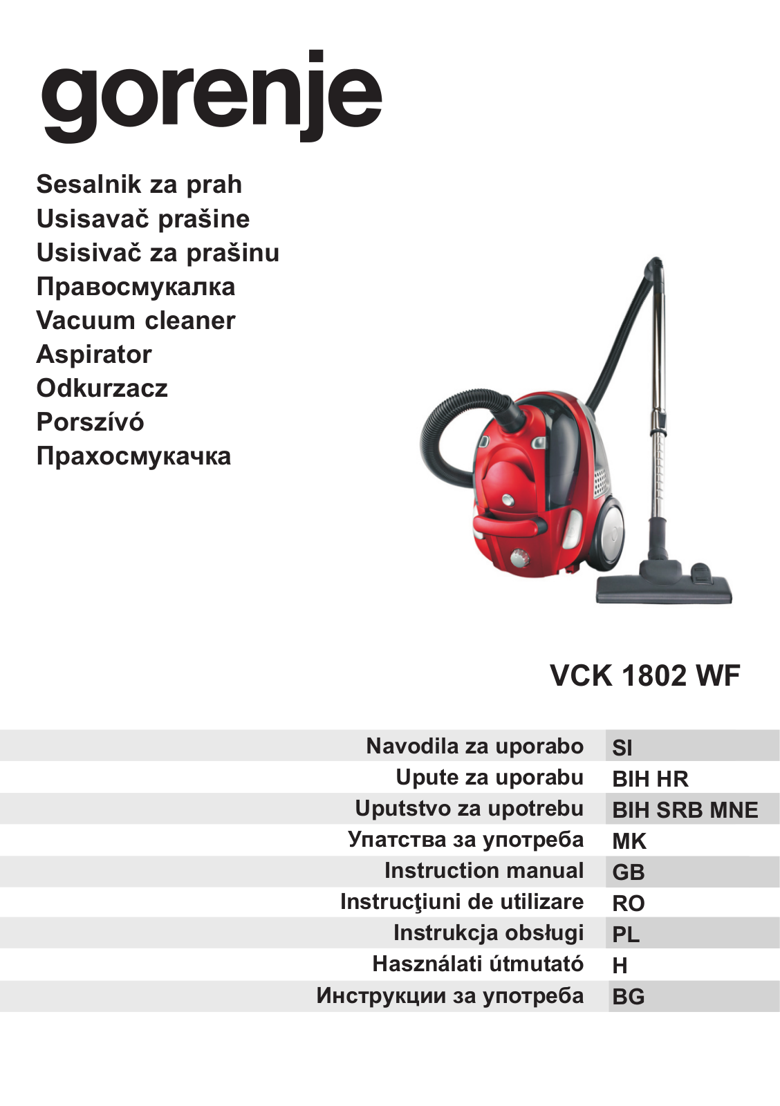 Gorenje VCK 1802 WF User Manual