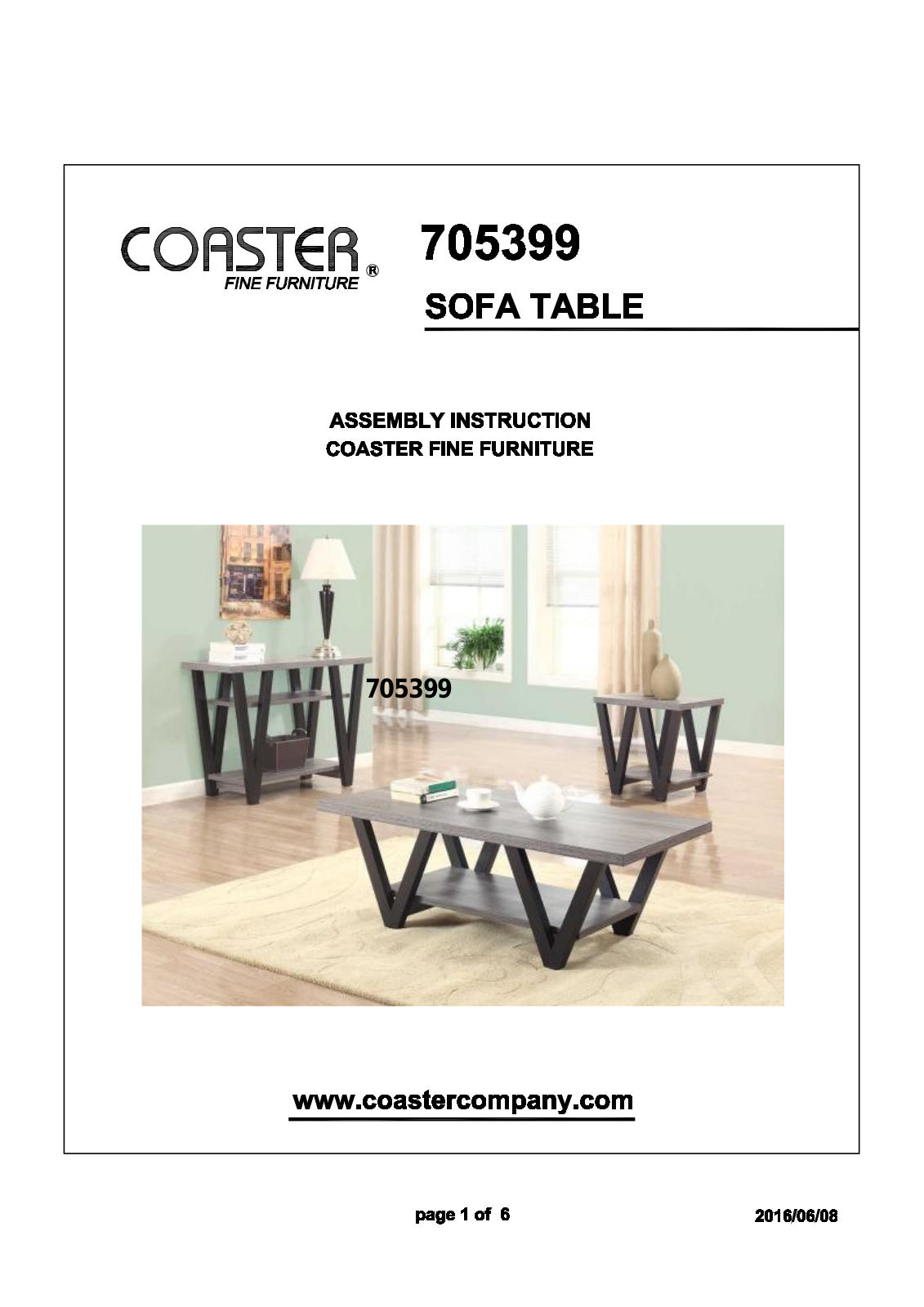 Coaster 705399 Assembly Guide