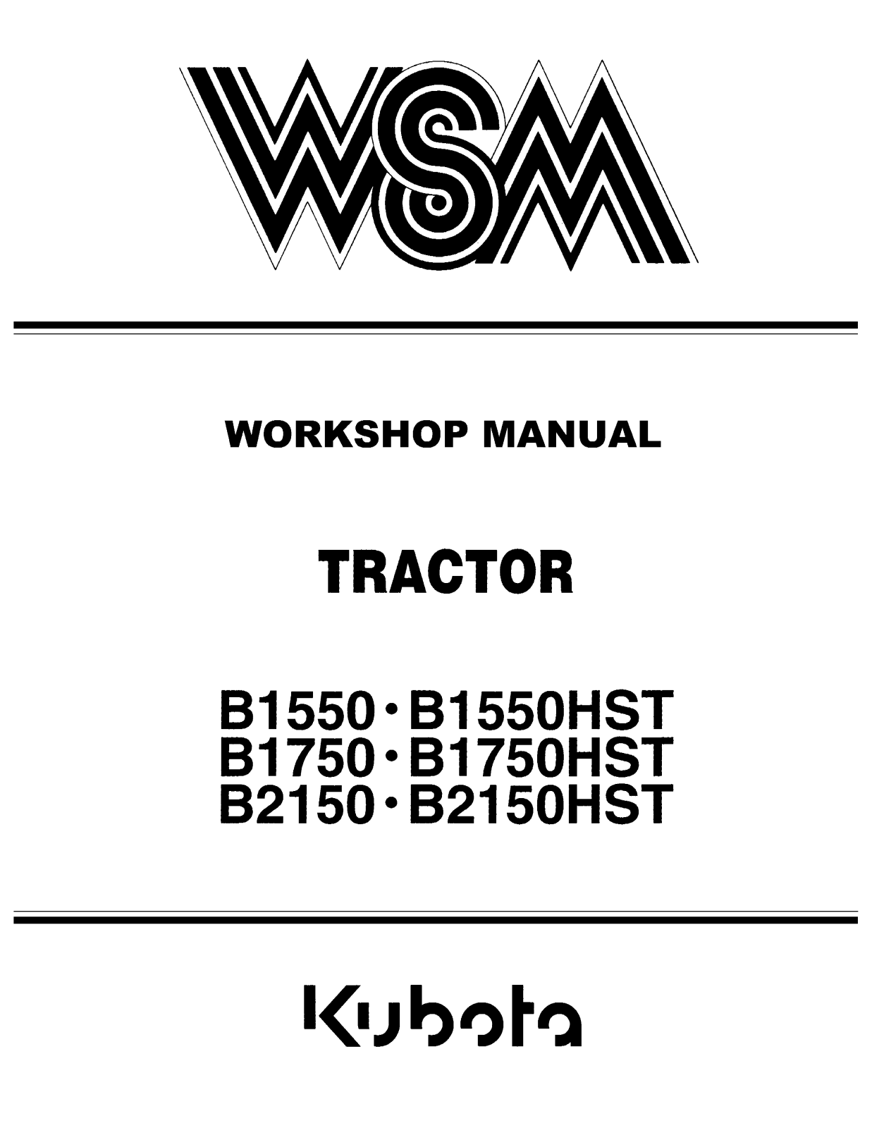 Kubota B1550, B1750, B2150, B1550HST, B1750HST Service Manual