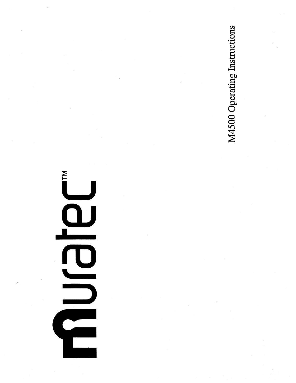 Muratec M-4500 Operating Manual