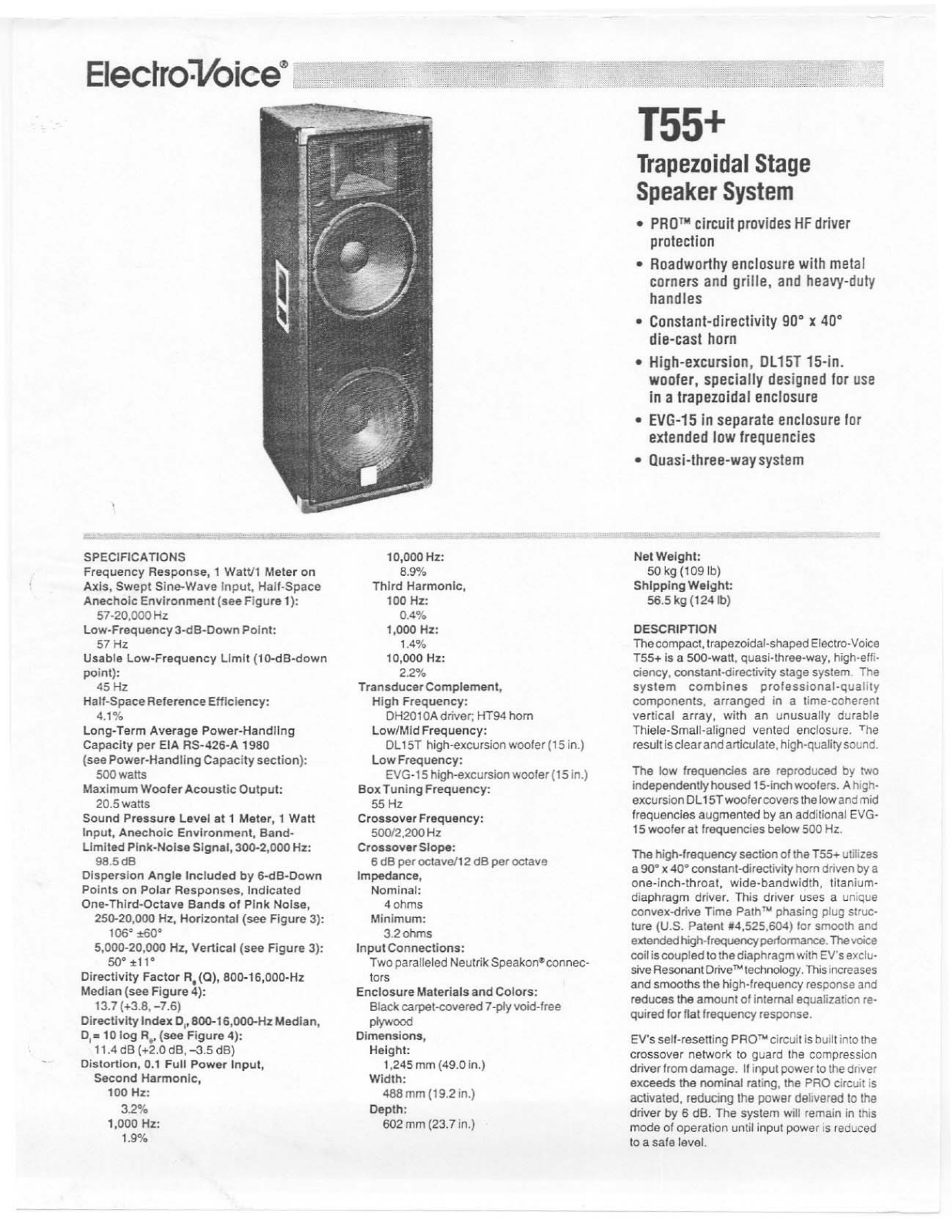 Electro-Voice T55+ User Manual