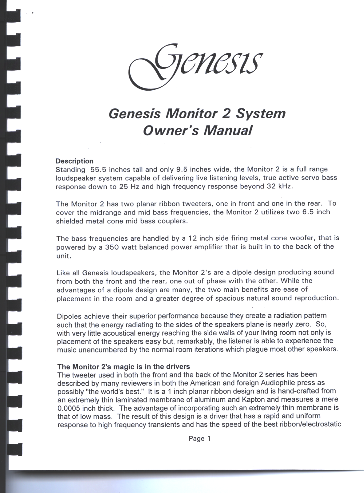 Genesis Advanced Technologies Monitor 2 User Manual