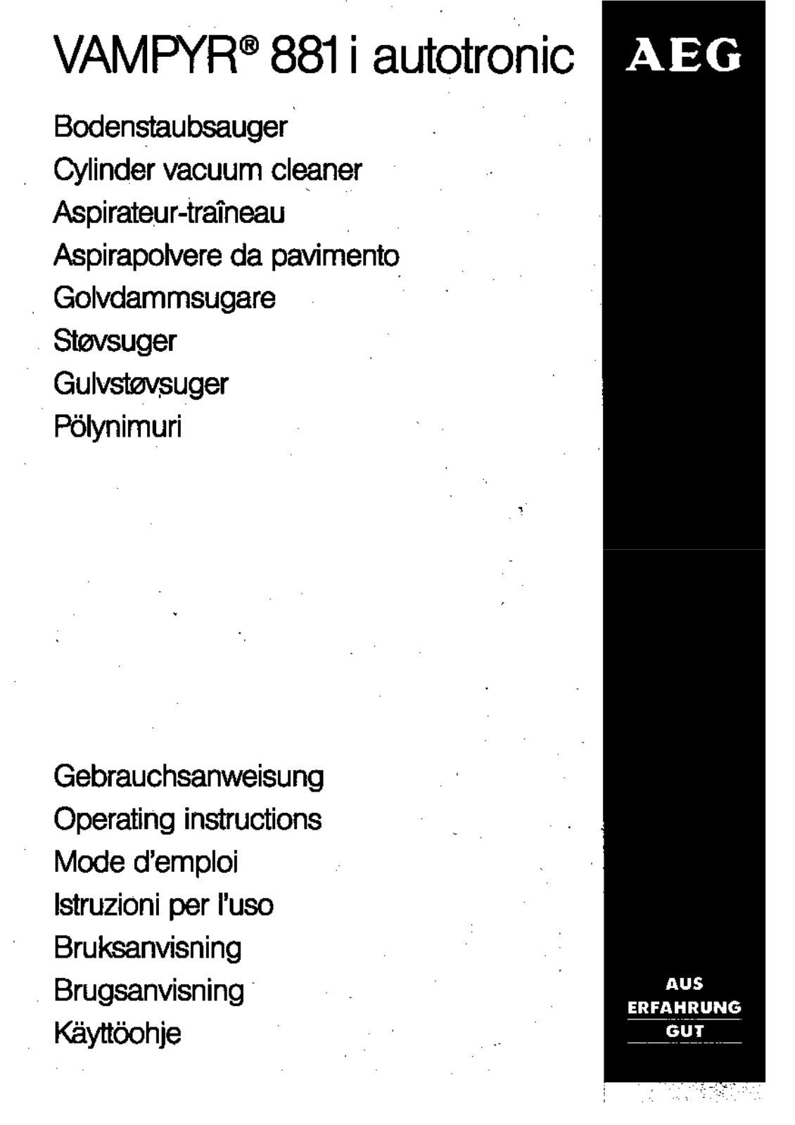 Aeg VAMPYR881IAUTOTRONIC Operating instructions