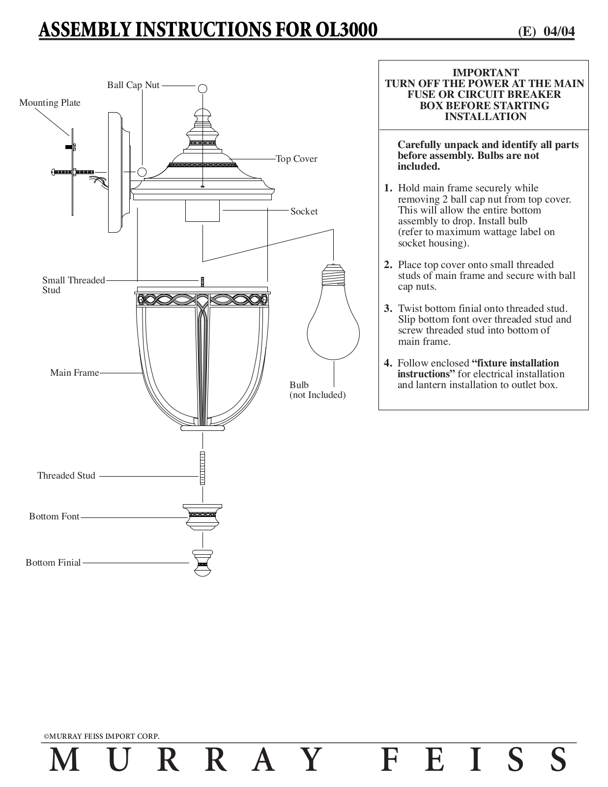 Feiss OL3000 User Manual