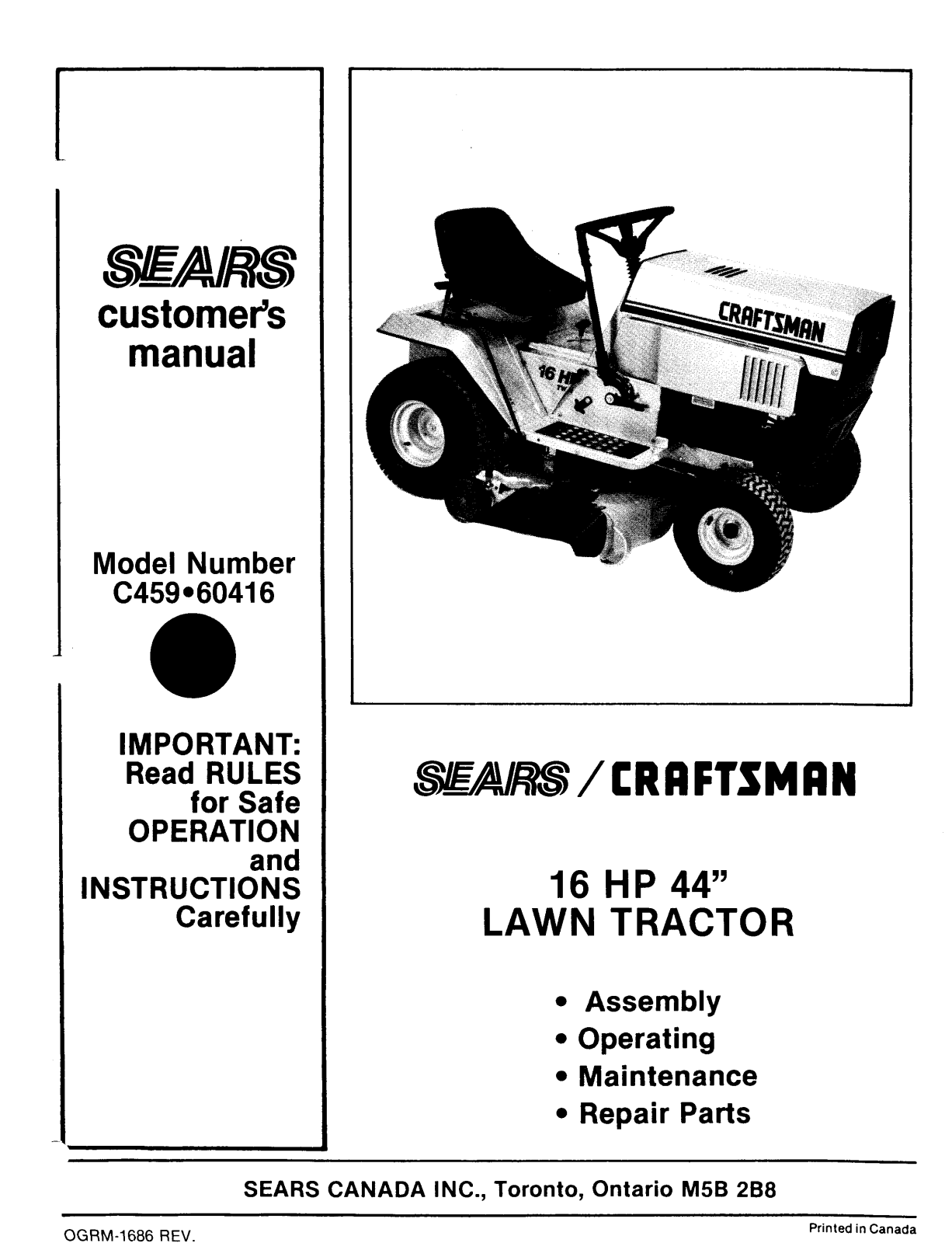 Sears C459, 60416 User Manual