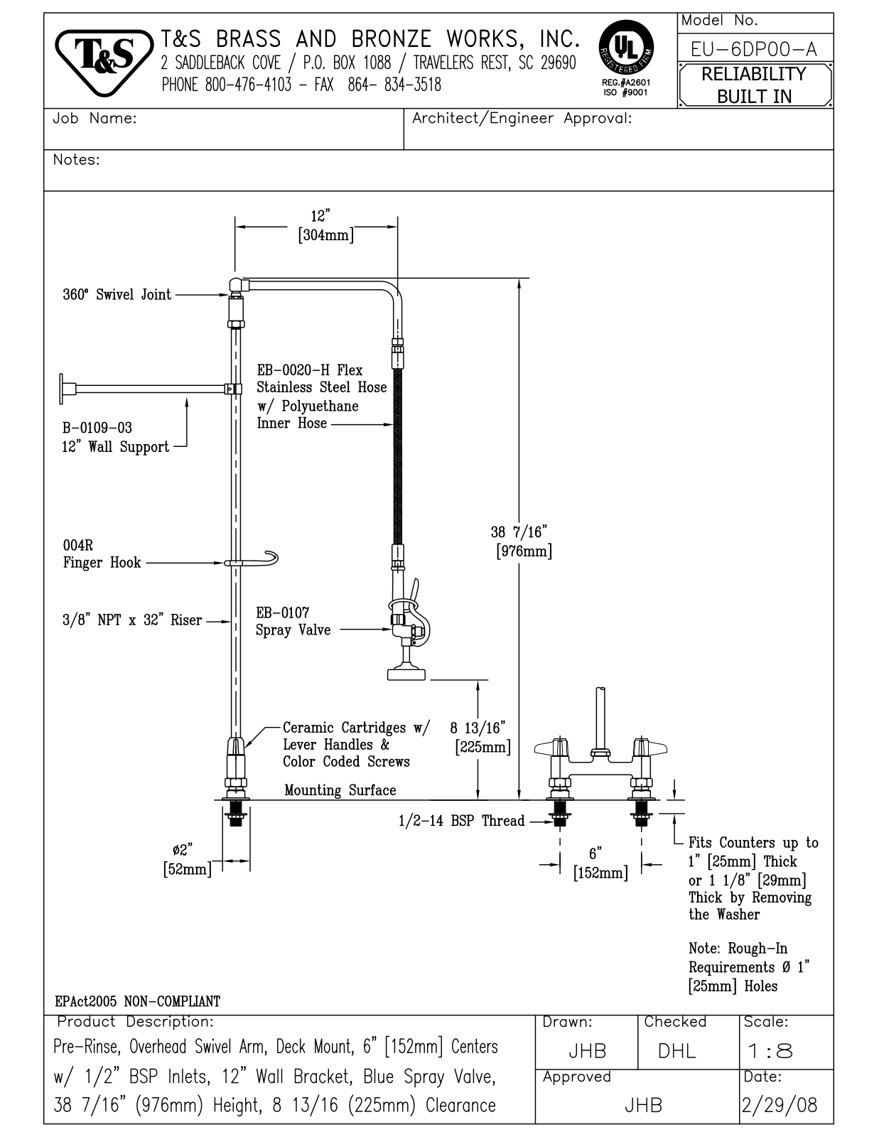 T&S Brass EU-6DP00-A User Manual