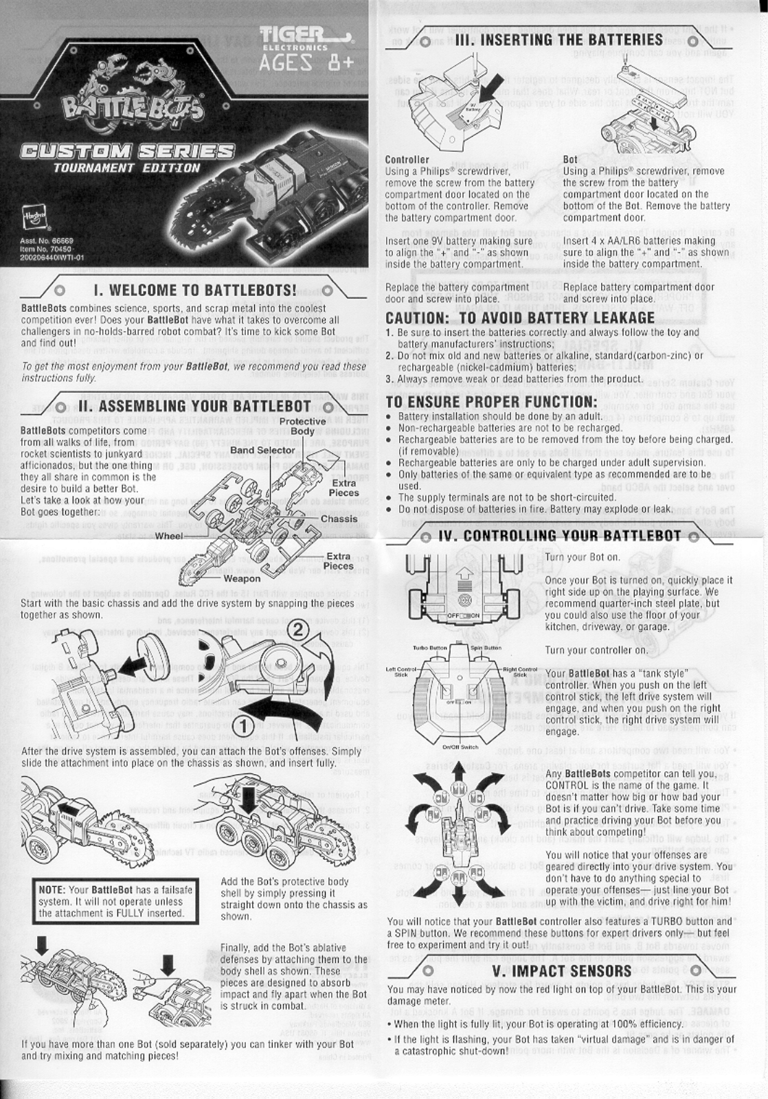 HASBRO Battlebots Minion RC Custom Series Tournament User Manual