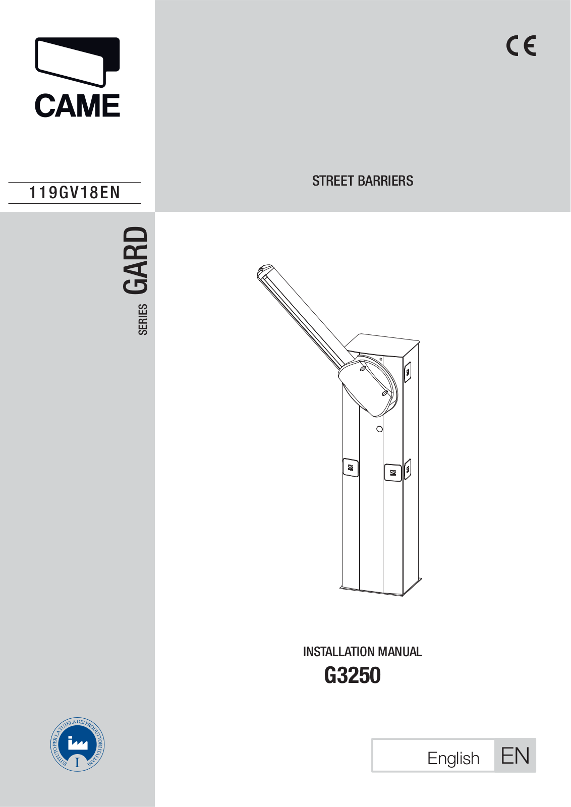 CAME GARD Series, GARD G3250 Installation Manual