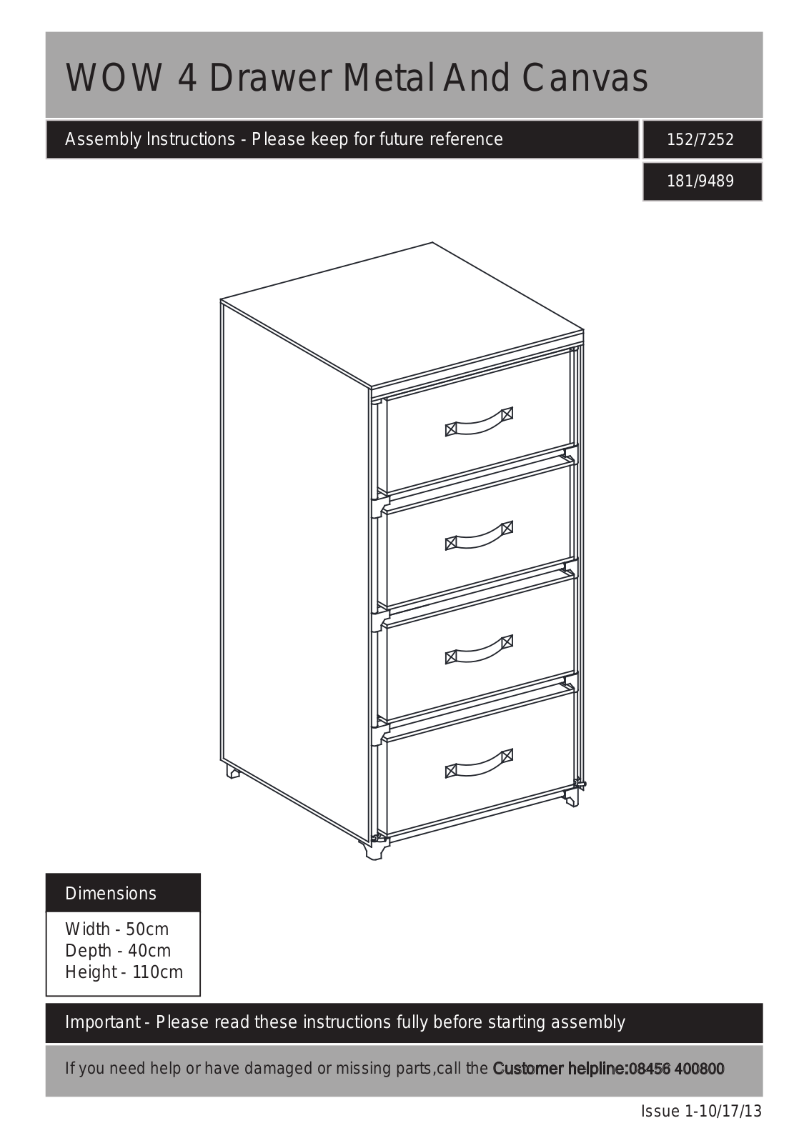 Argos 152/7252, 181/9489 User guide - ManualMachine.com