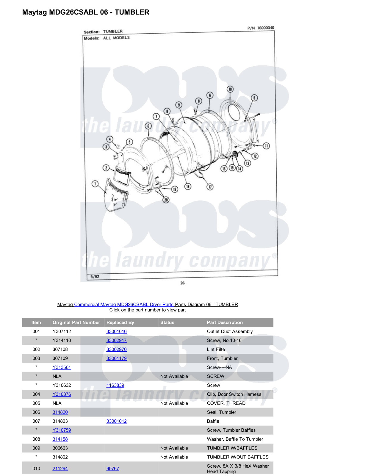 Maytag MDG26CSABL Parts Diagram