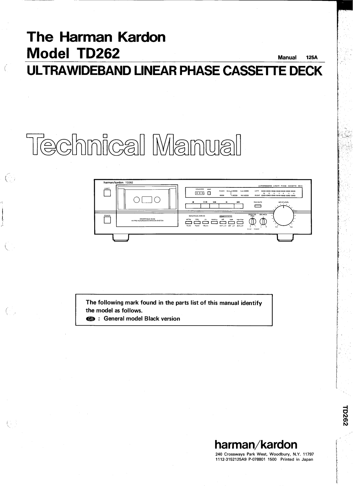 Harman Kardon TD-262 Service manual