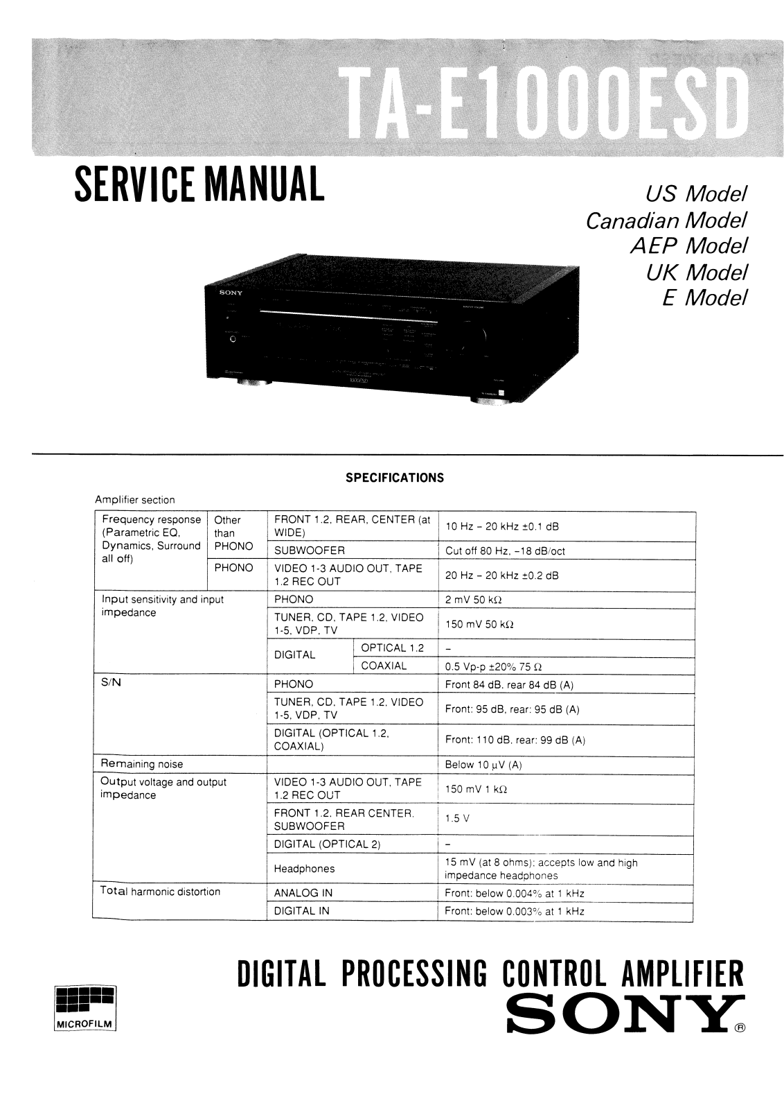 Sony TA-E1000ESD Service Manual