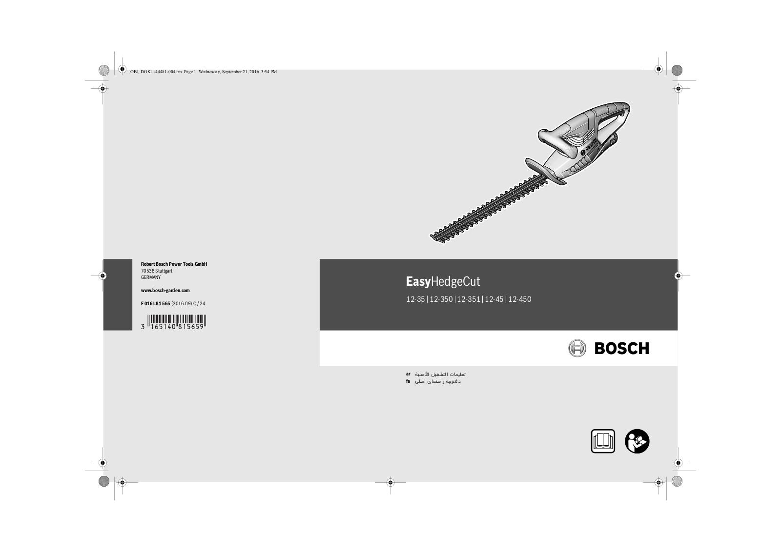 Bosch EasyHedgeCut 12-35, EasyHedgeCut 12-350, EasyHedgeCut 12-351, EasyHedgeCut 12-45, EasyHedgeCut 12-450 User Manual