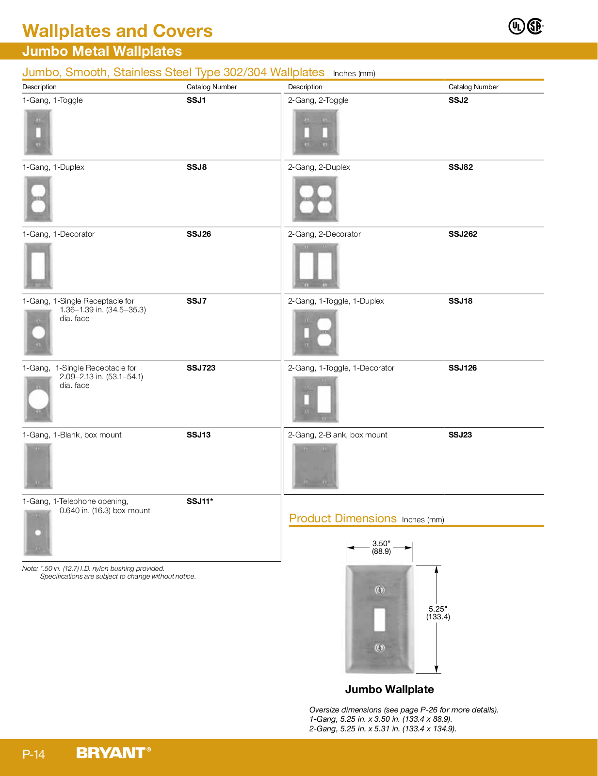 Hubbell Jumbo Metal Wallplates Catalog Page