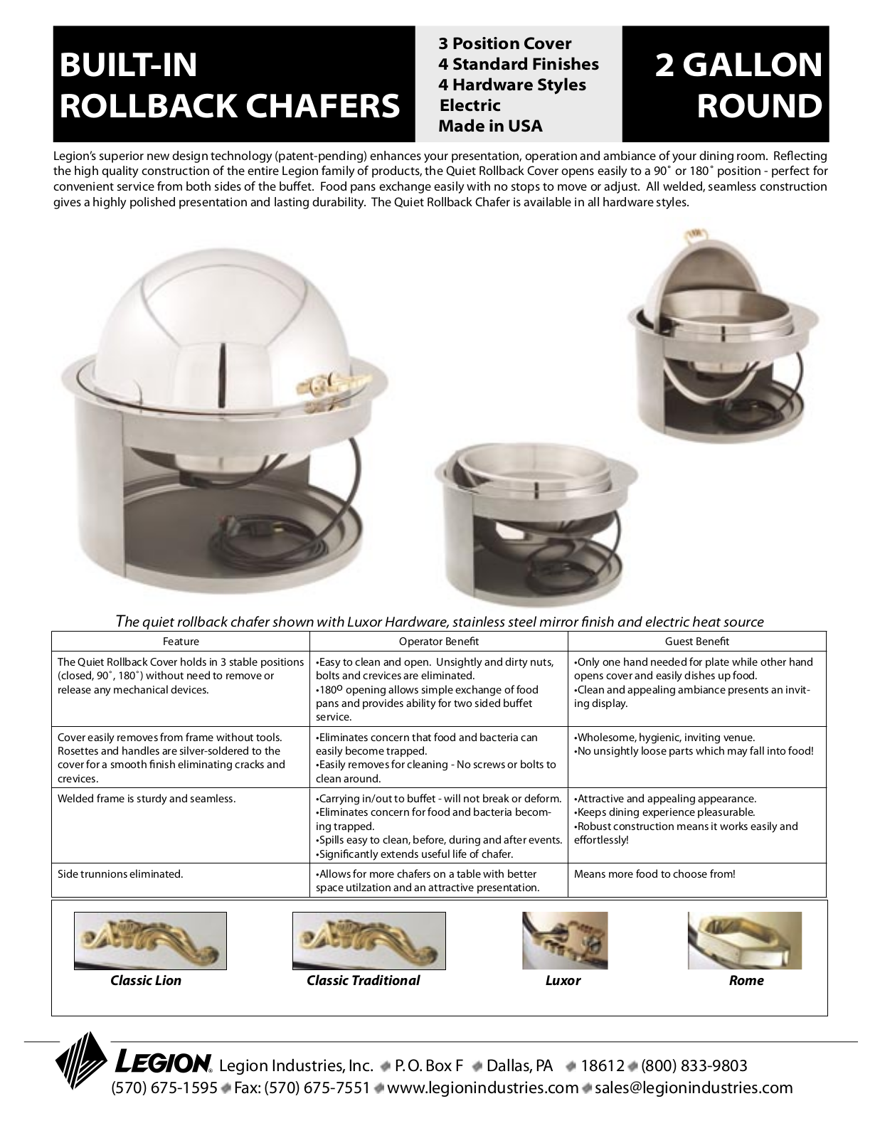 Legion 2Gal Round Built In Specifications