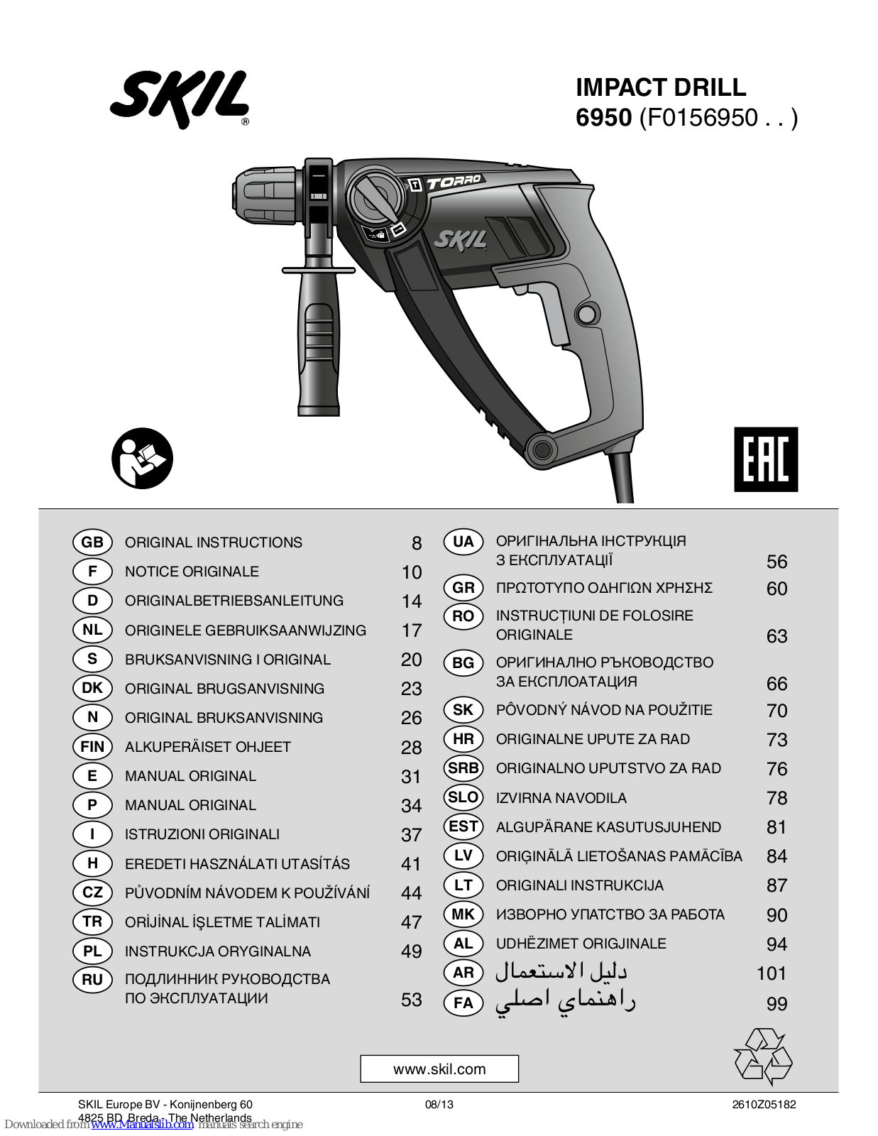 Skil 6950,F0156950 Series Original Instructions Manual