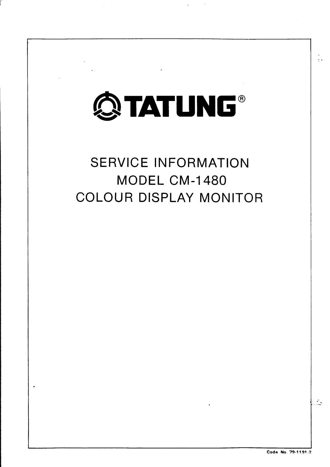 Tatung CM-1480 Schematic