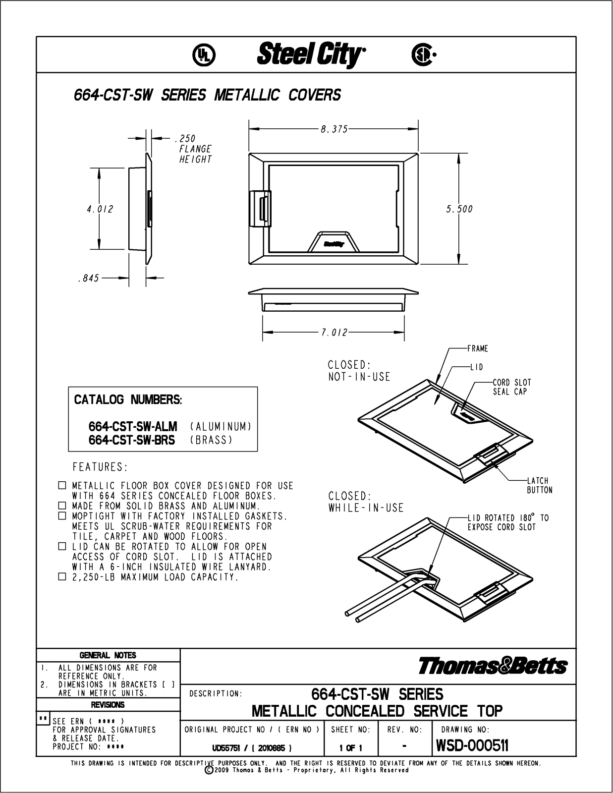 Thomas & Betts 664-CST-SW Reference Drawing