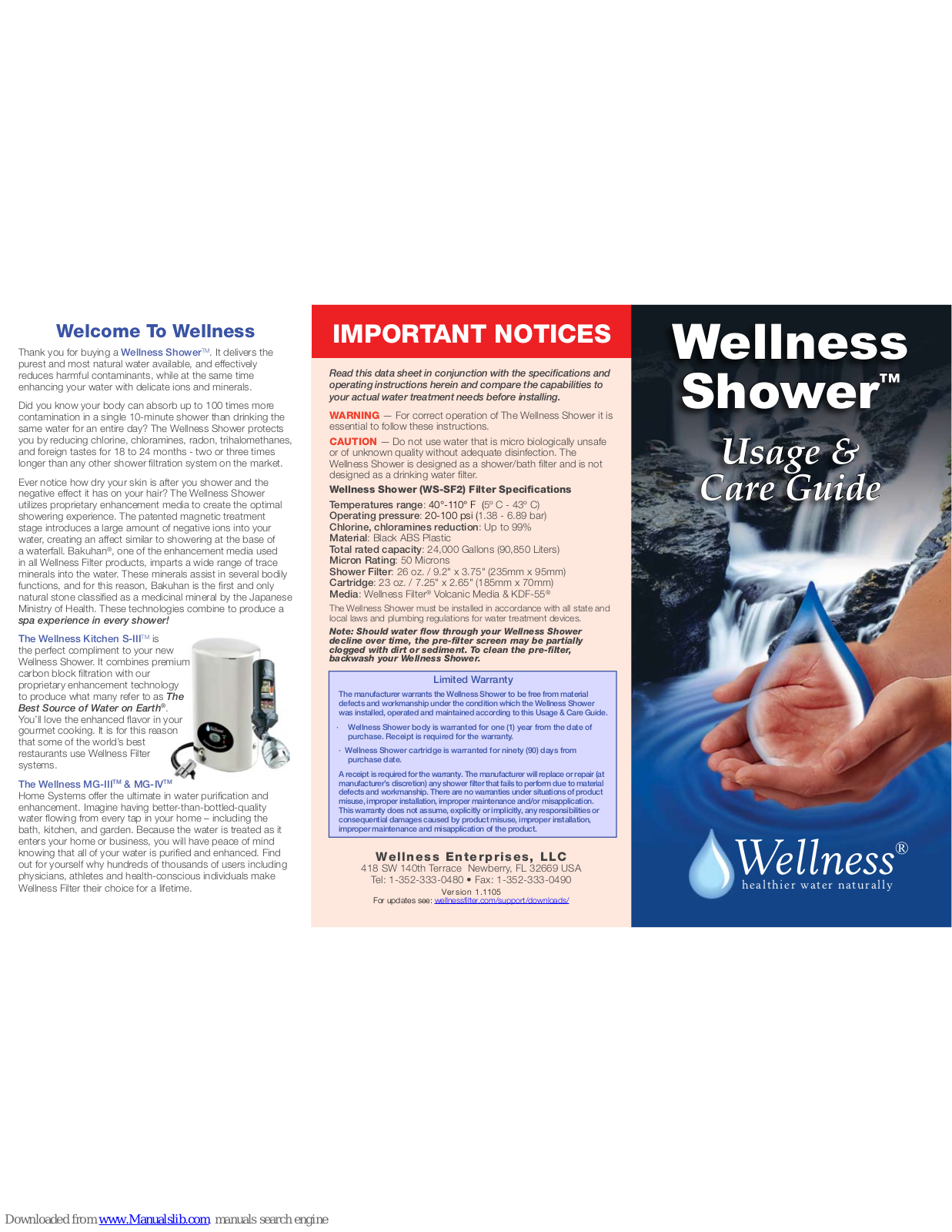 Wellness Shower Usage & Care Manual