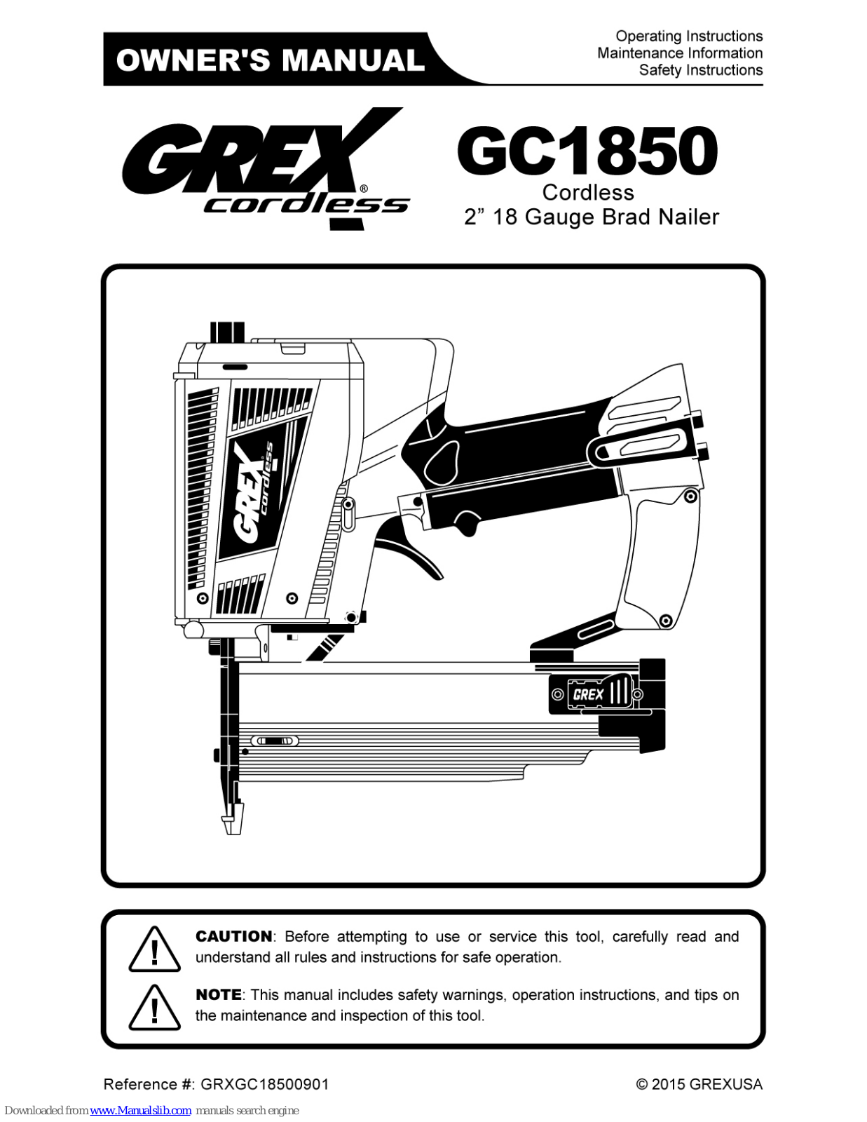 Grex GC1850 Owner's Manual