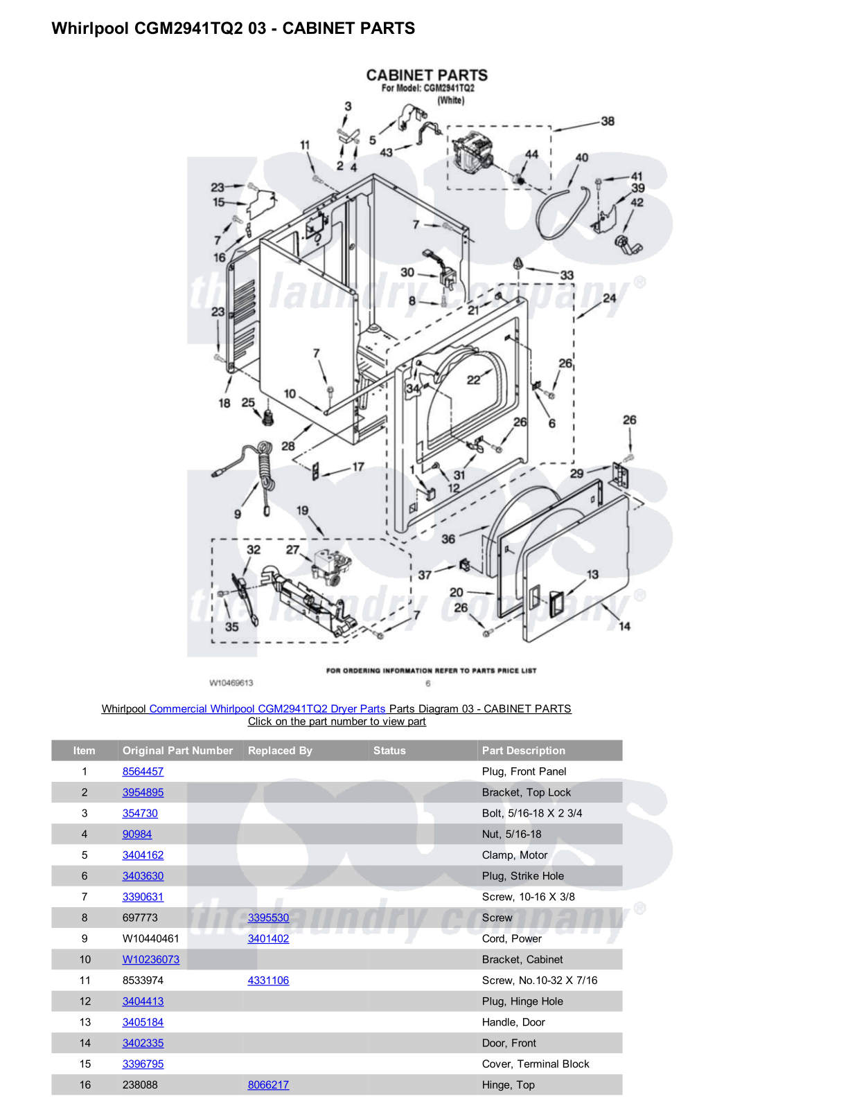 Whirlpool CGM2941TQ2 Parts Diagram