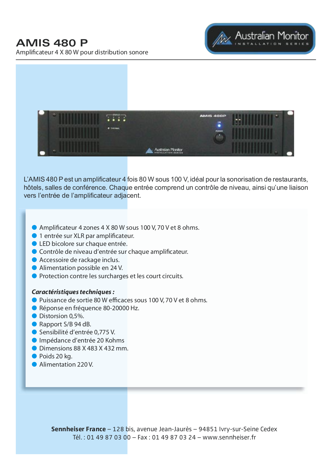 Australian monitor AMIS 480 P DATASHEET