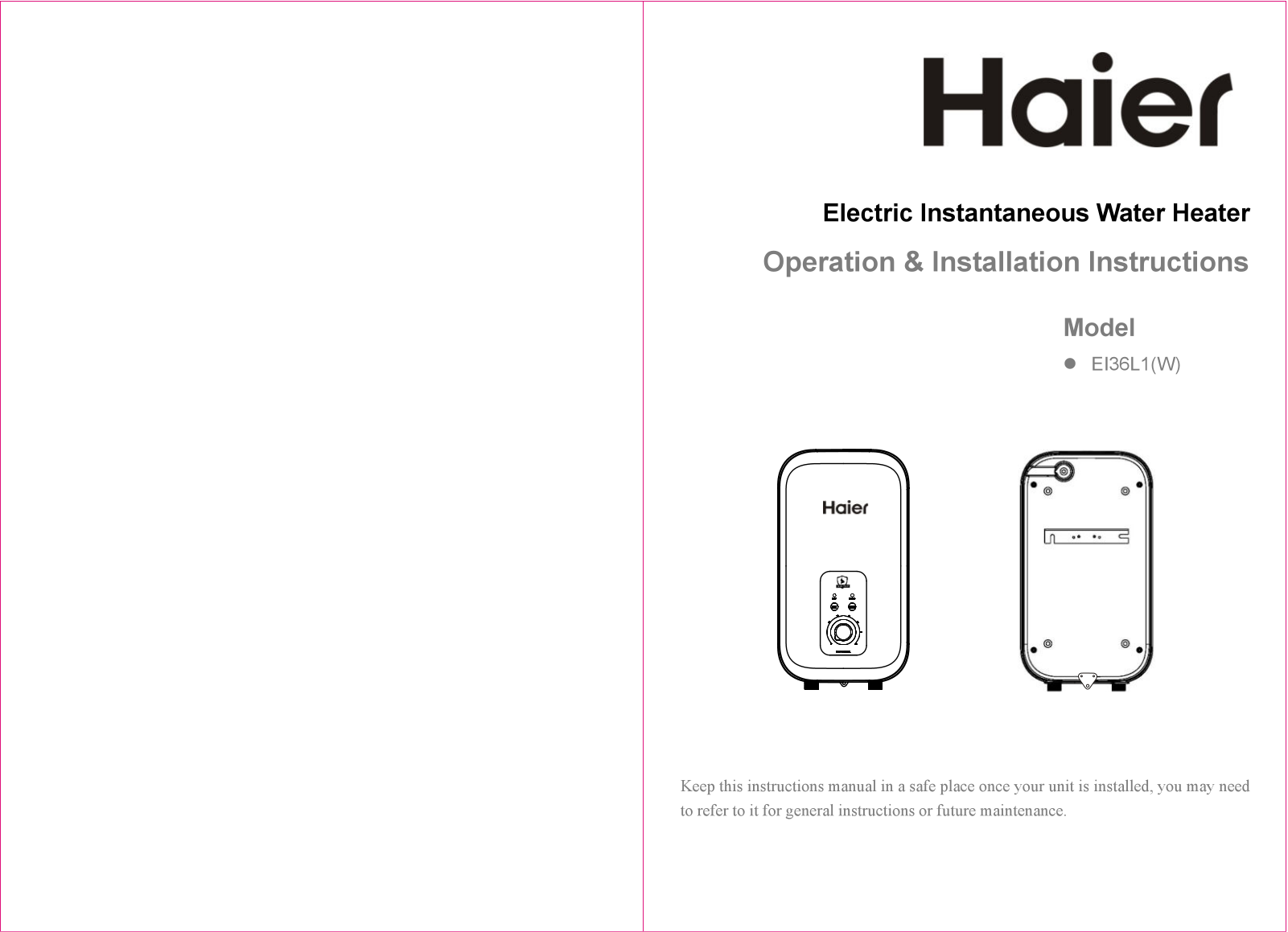 Haier EI36L1 User guide - ManualMachine.com