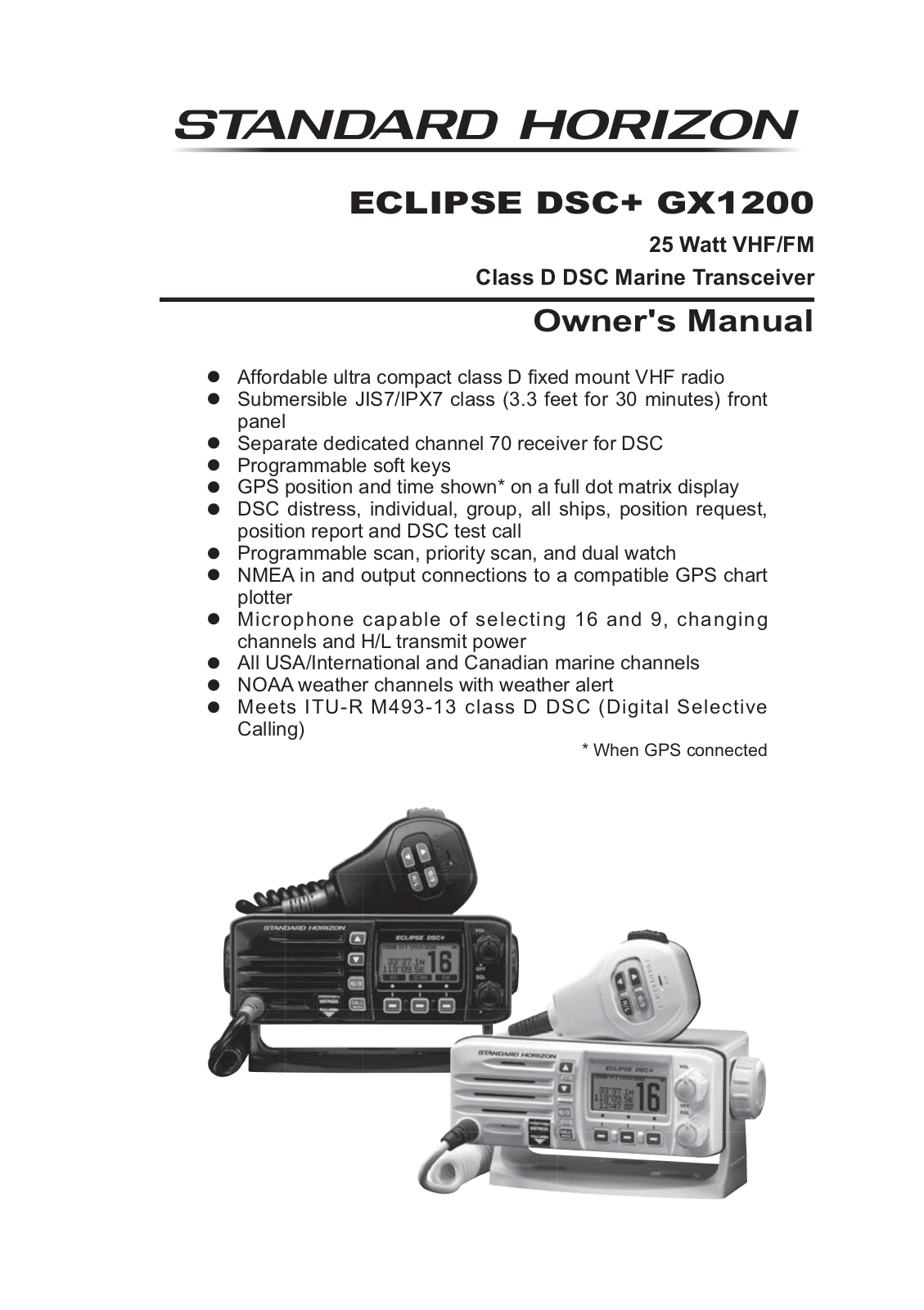 Standard Horizon Eclipse DSC+ GX1200 Owner's Manual