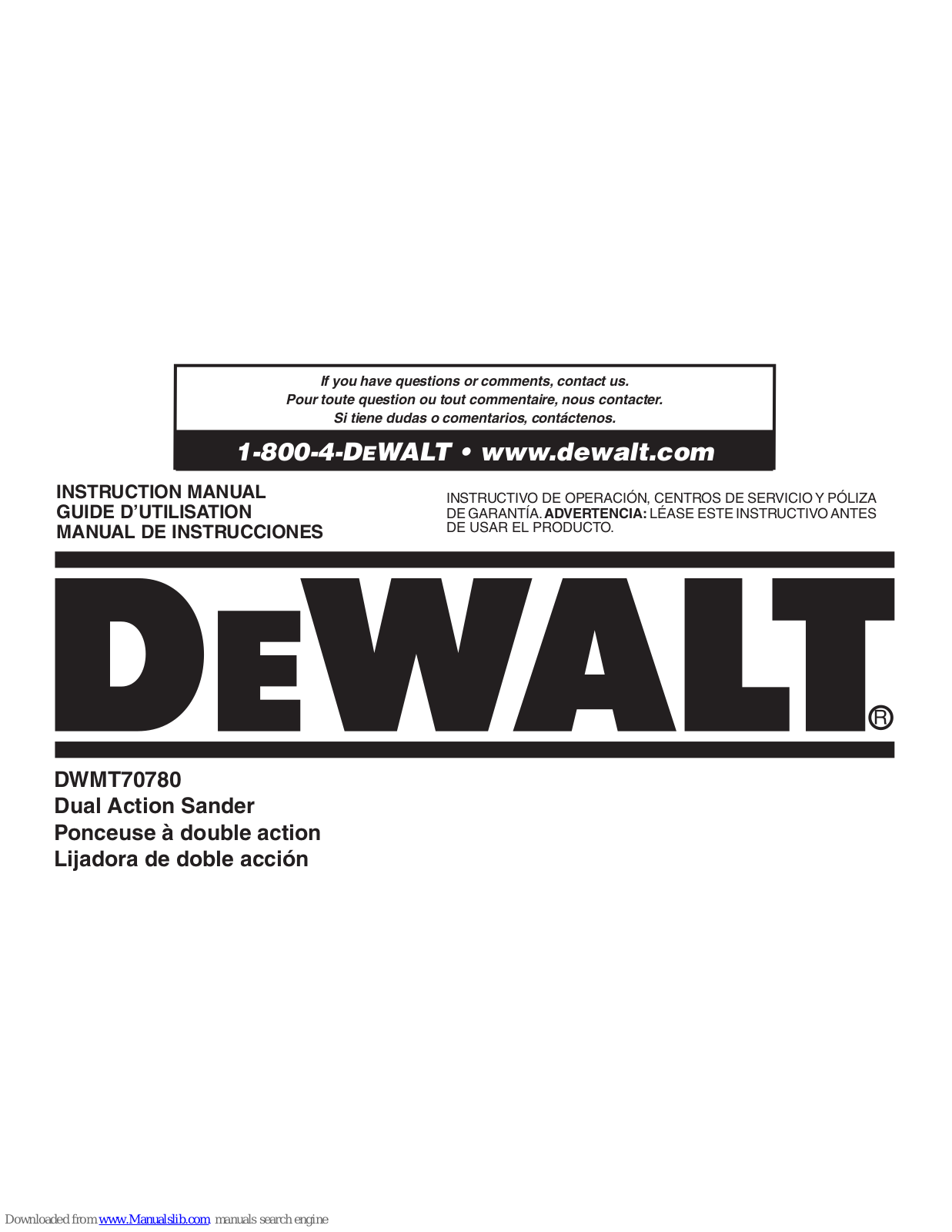 DeWalt DWMT70780 Instruction Manua