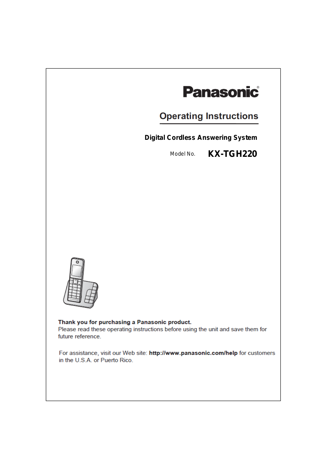 Panasonic of North America 96NKX TGH220 User Manual