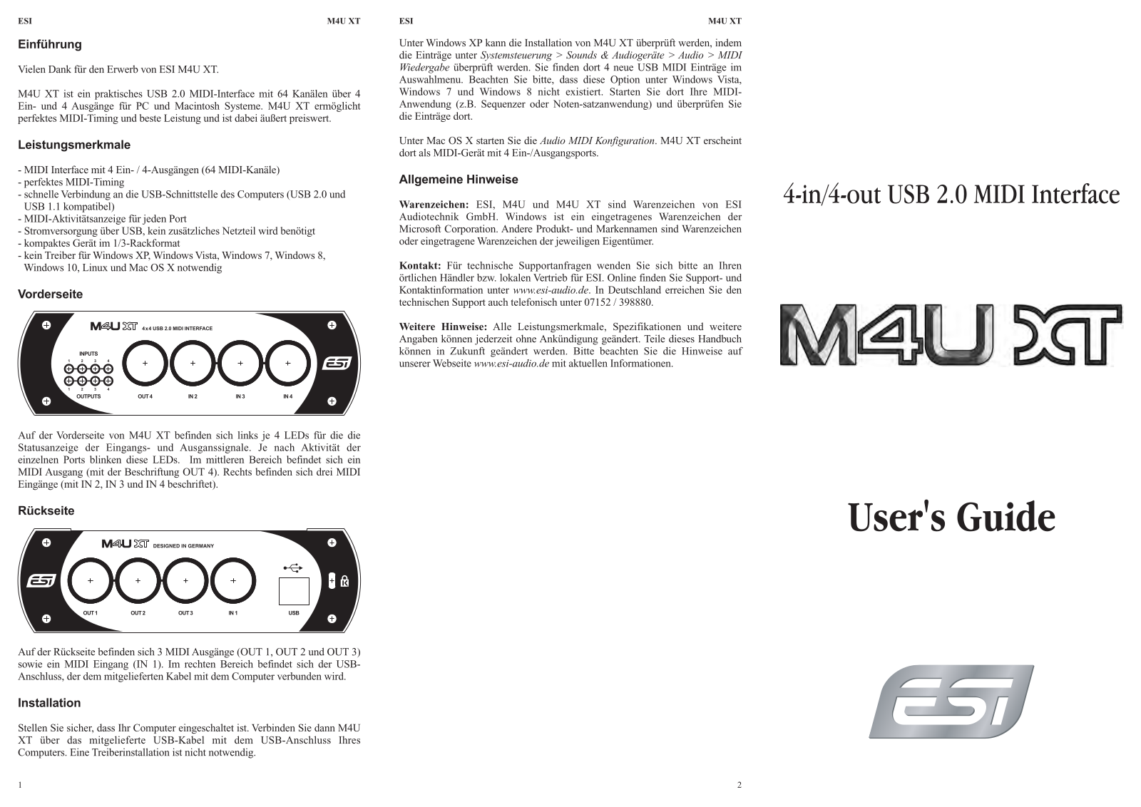 ESI M4U XT User’s Guide