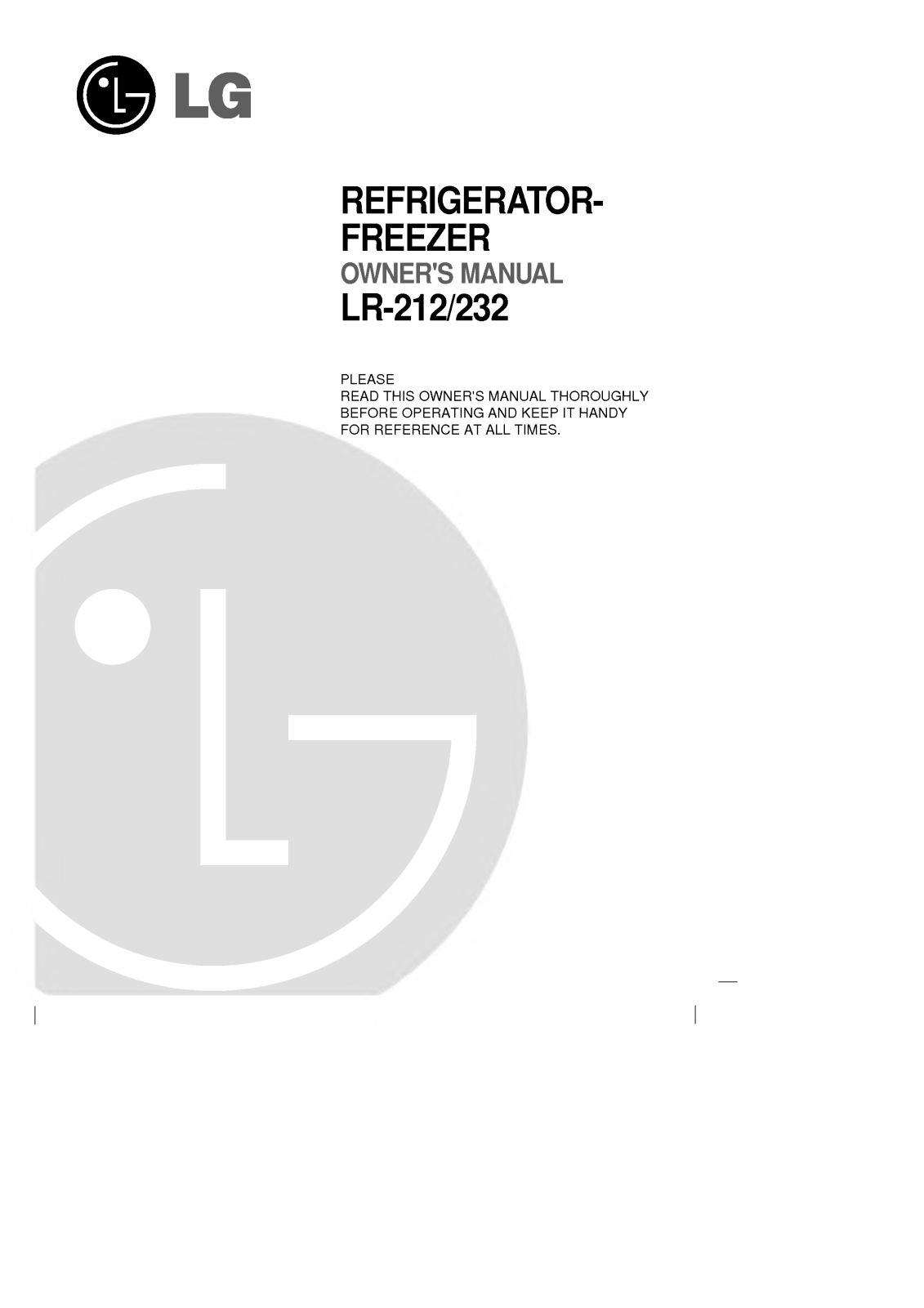 LG GR-212GLK, GR-212SLK, GR-232SV User Manual