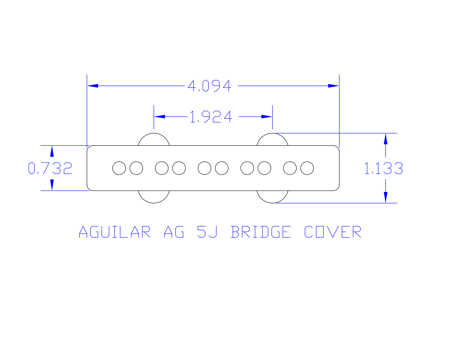 Aguilar AG 5J Neck Cover Dimensions