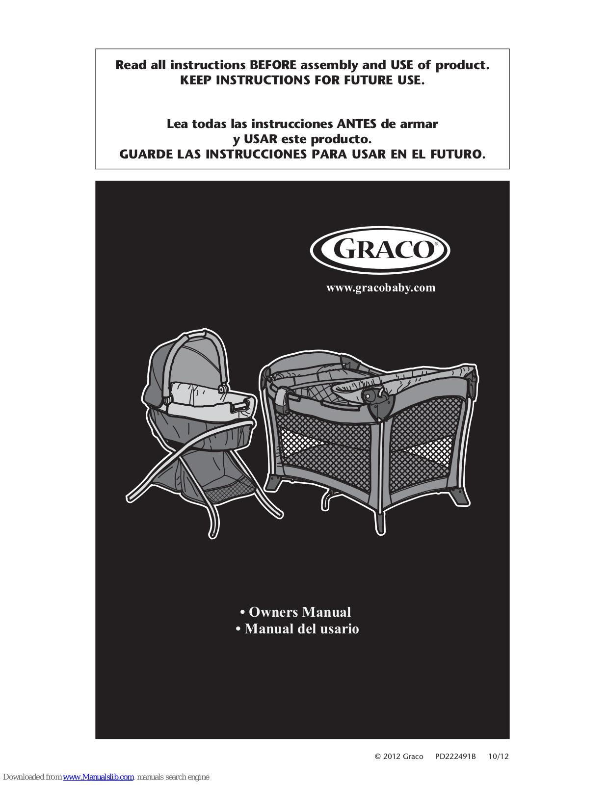 Graco Playard, Crib Owner's Manual