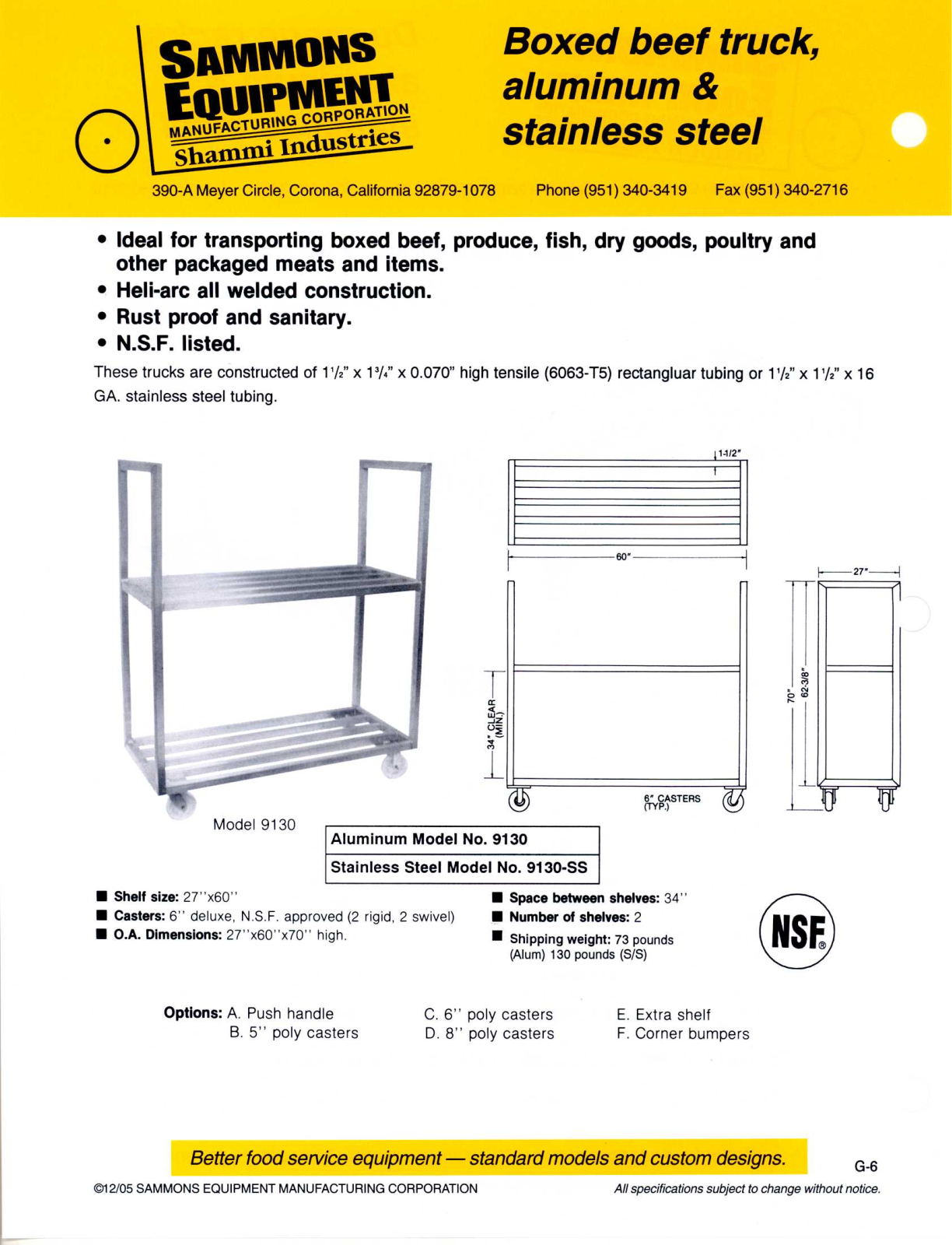 Sammons Equipment 9130-SS User Manual