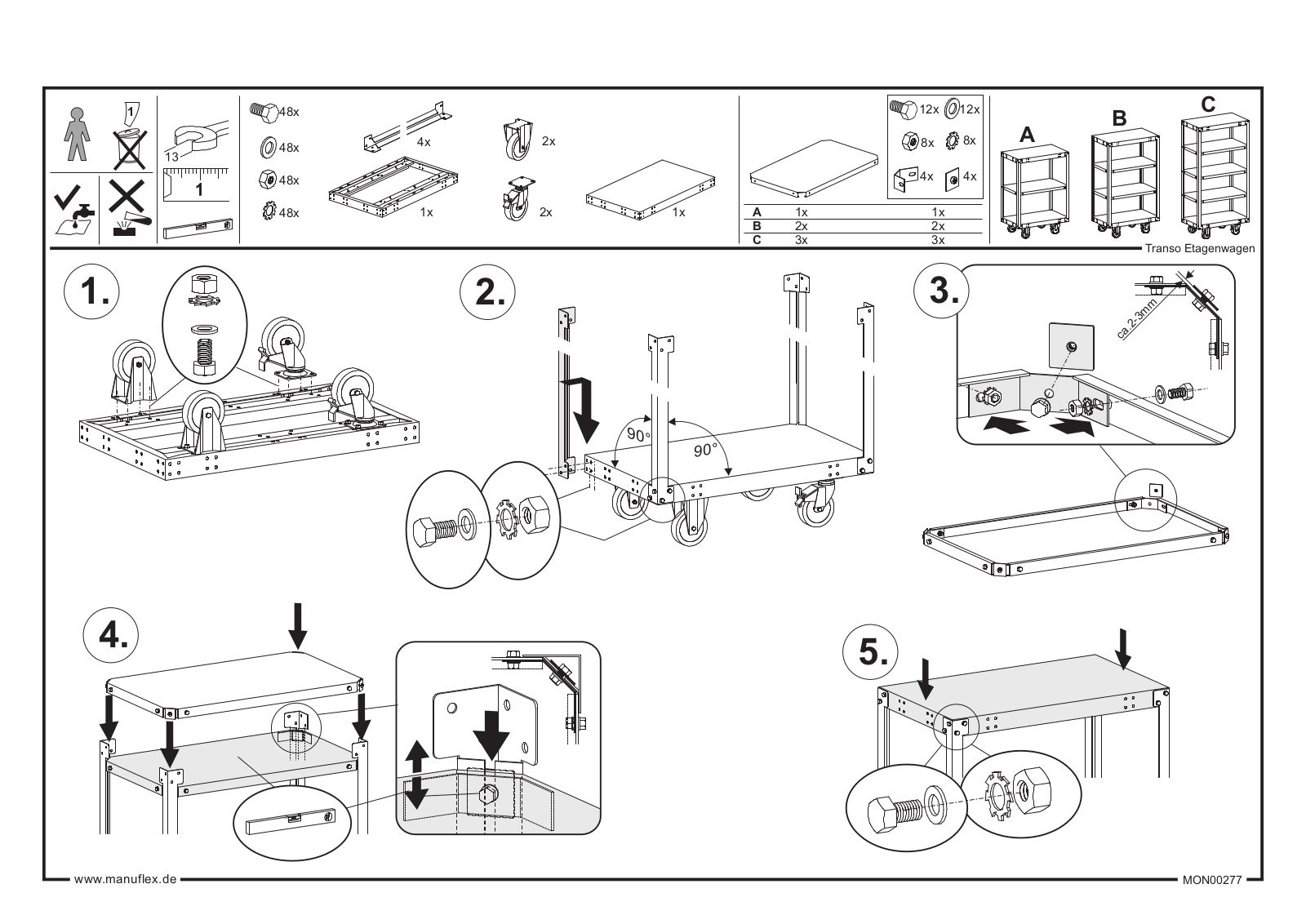 Manuflex Transo Etagenwagen Assembly manual