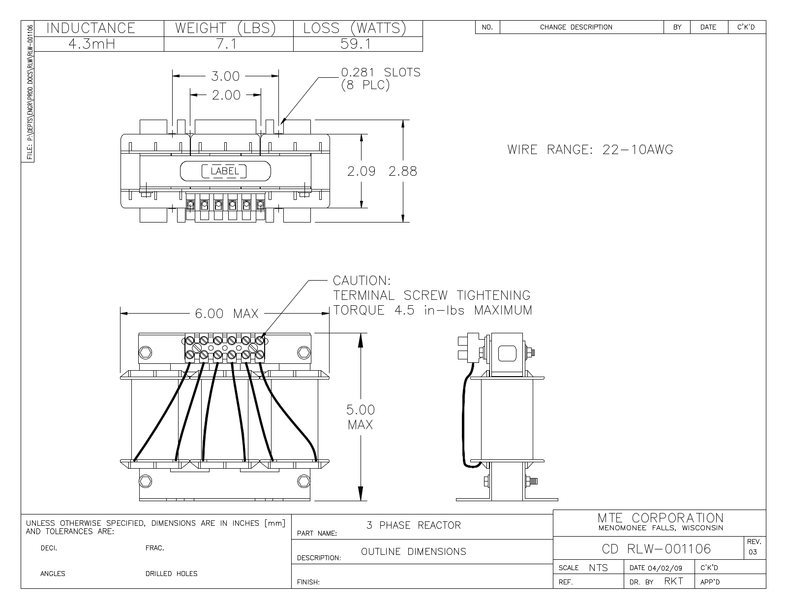 MTE RLW-001106 CAD Drawings