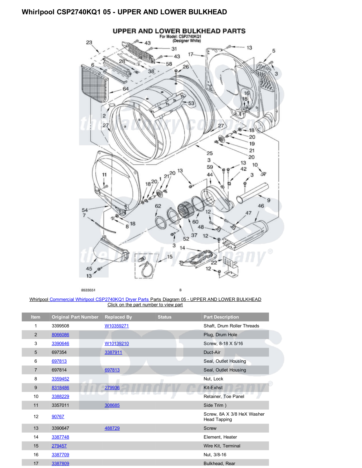 Whirlpool CSP2740KQ1 Parts Diagram