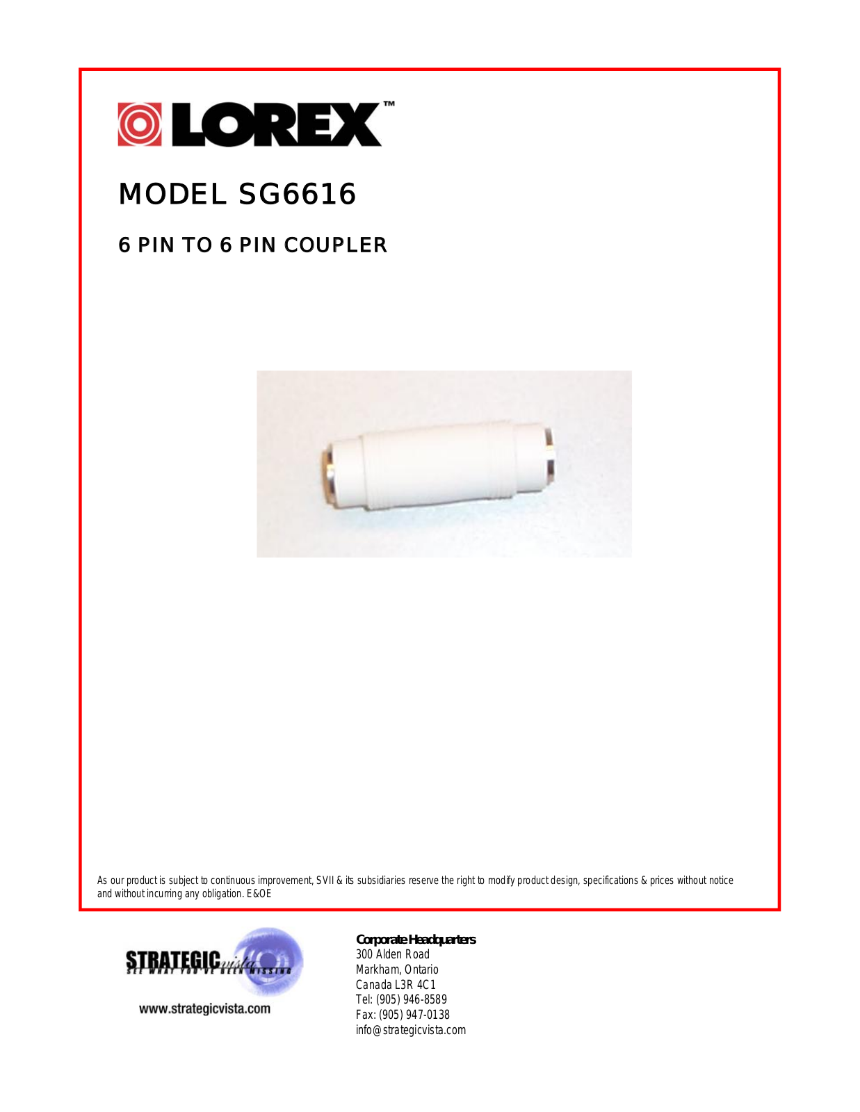 LOREX Technology SG6616 User Manual