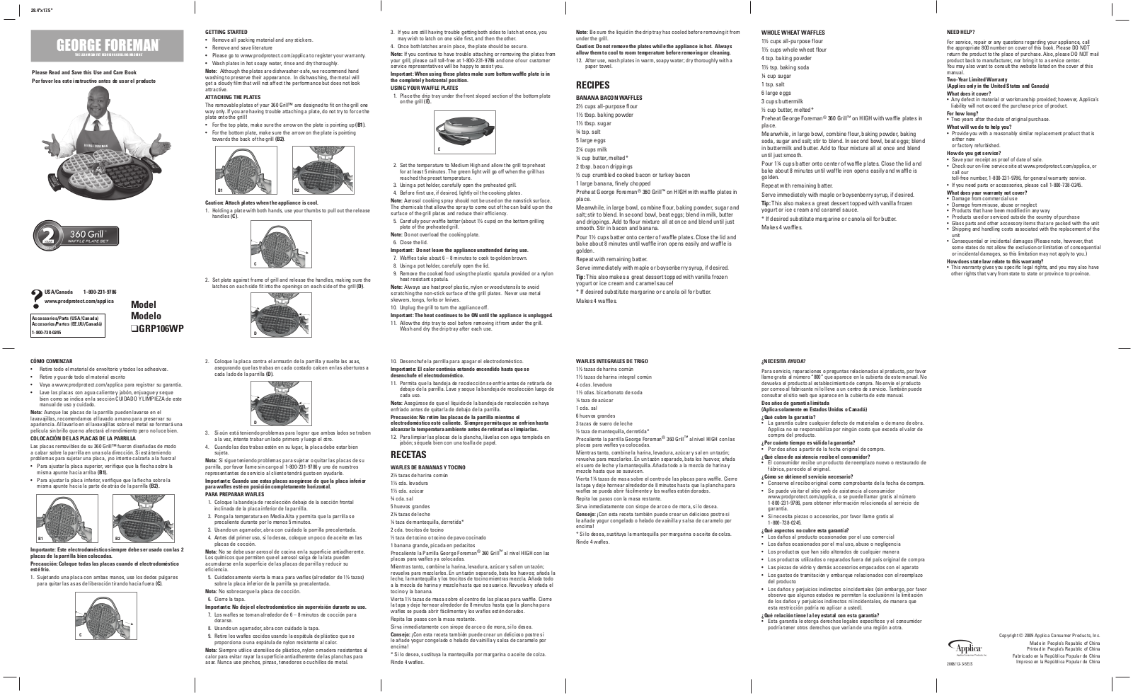 George Foreman GRP106WP Owner's Manual