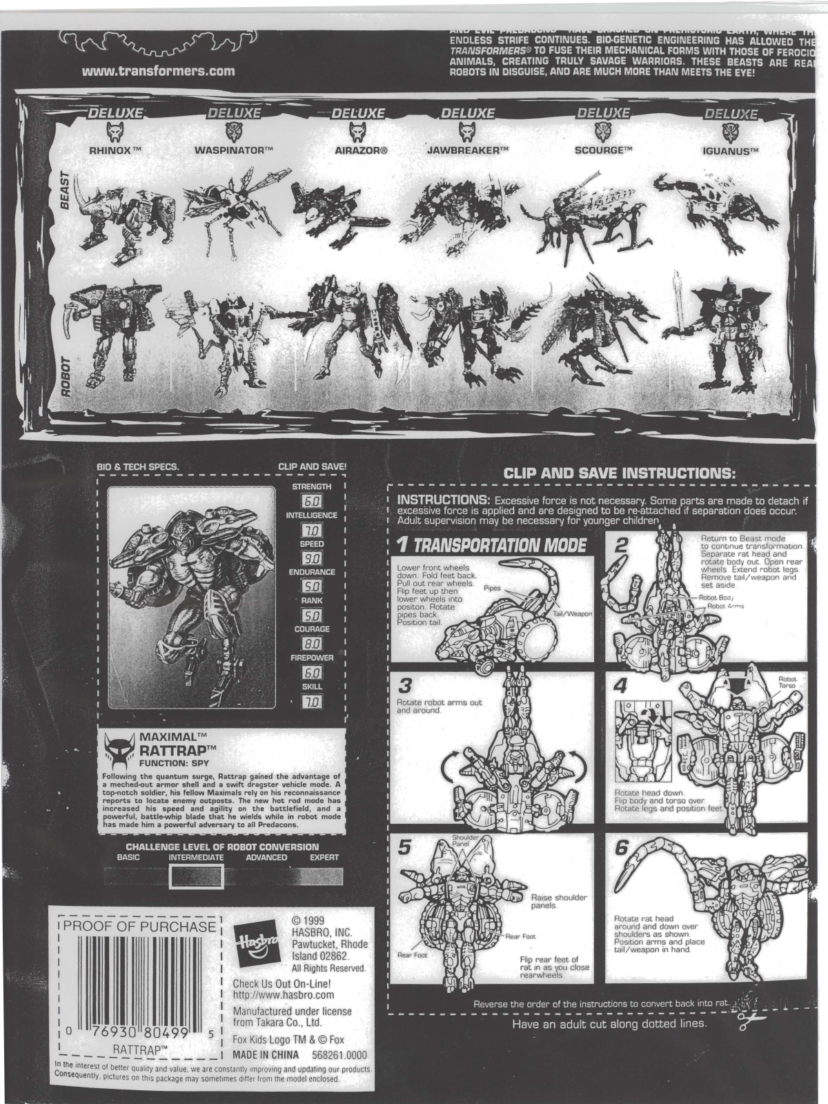 HASBRO Transformers Maximal Rattrap User Manual - ManualMachine.com