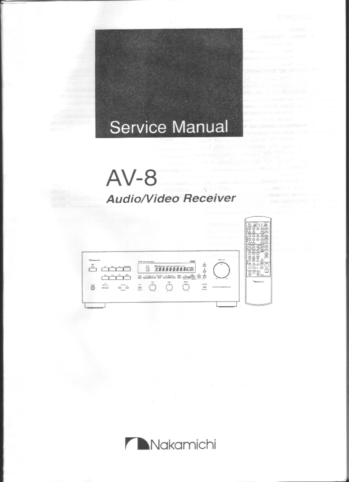 Nakamichi AV-8 Service Manual
