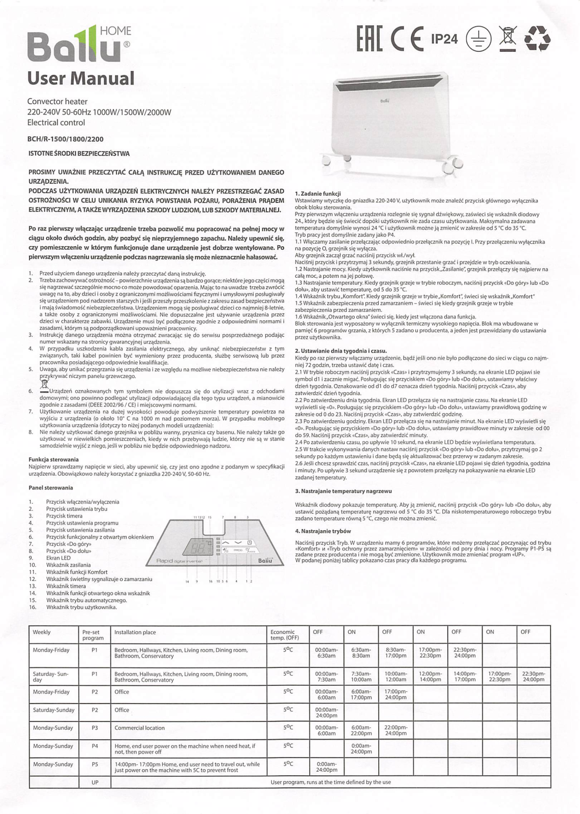 Ballu R1800EI User Manual