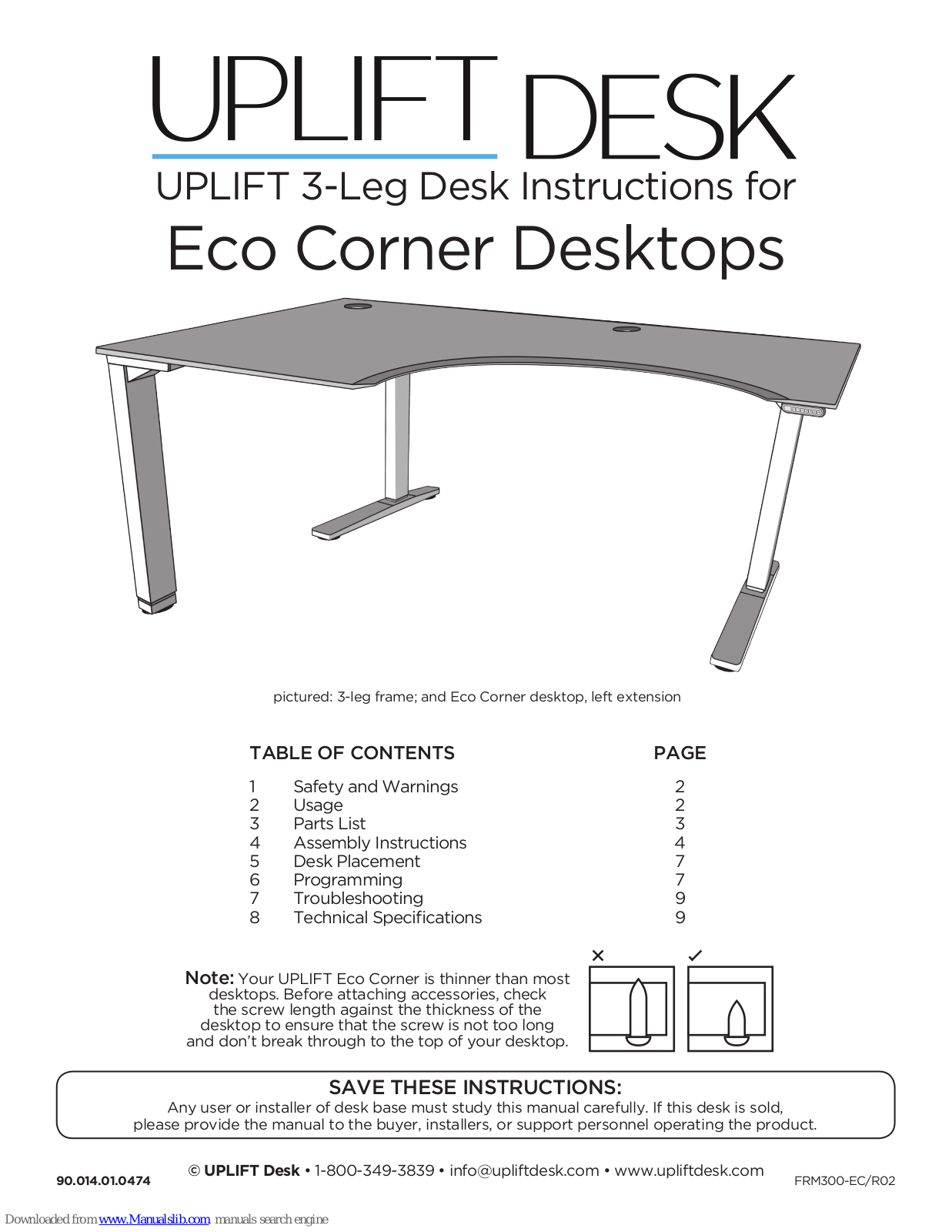 UPLIFT 3-Leg Desk Instructions Manual